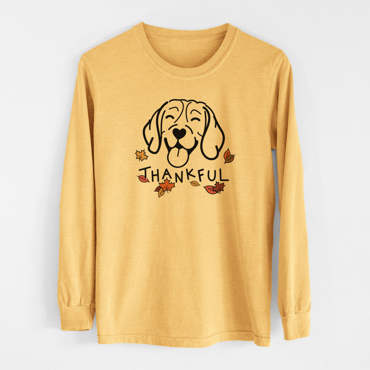 Thankful Beagle - Men&#39;s Heavyweight 100% Cotton Long Sleeve