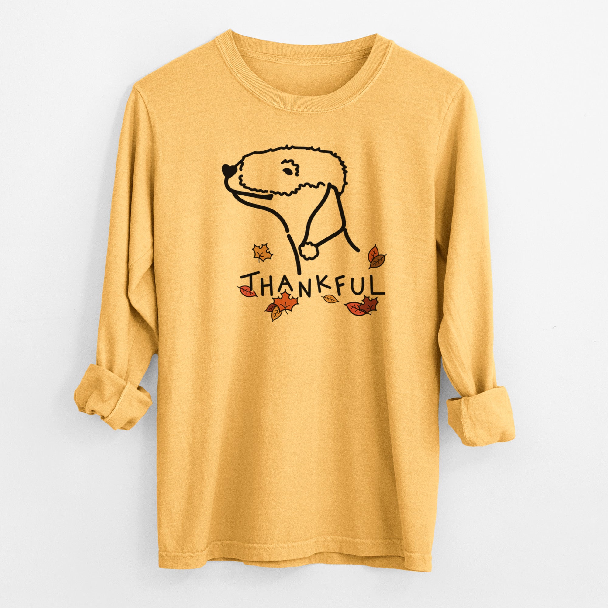 Thankful Bedlington Terrier - Men's Heavyweight 100% Cotton Long Sleeve