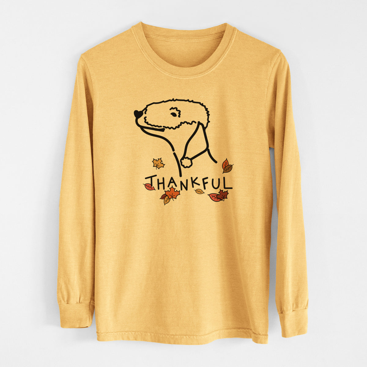 Thankful Bedlington Terrier - Men&#39;s Heavyweight 100% Cotton Long Sleeve