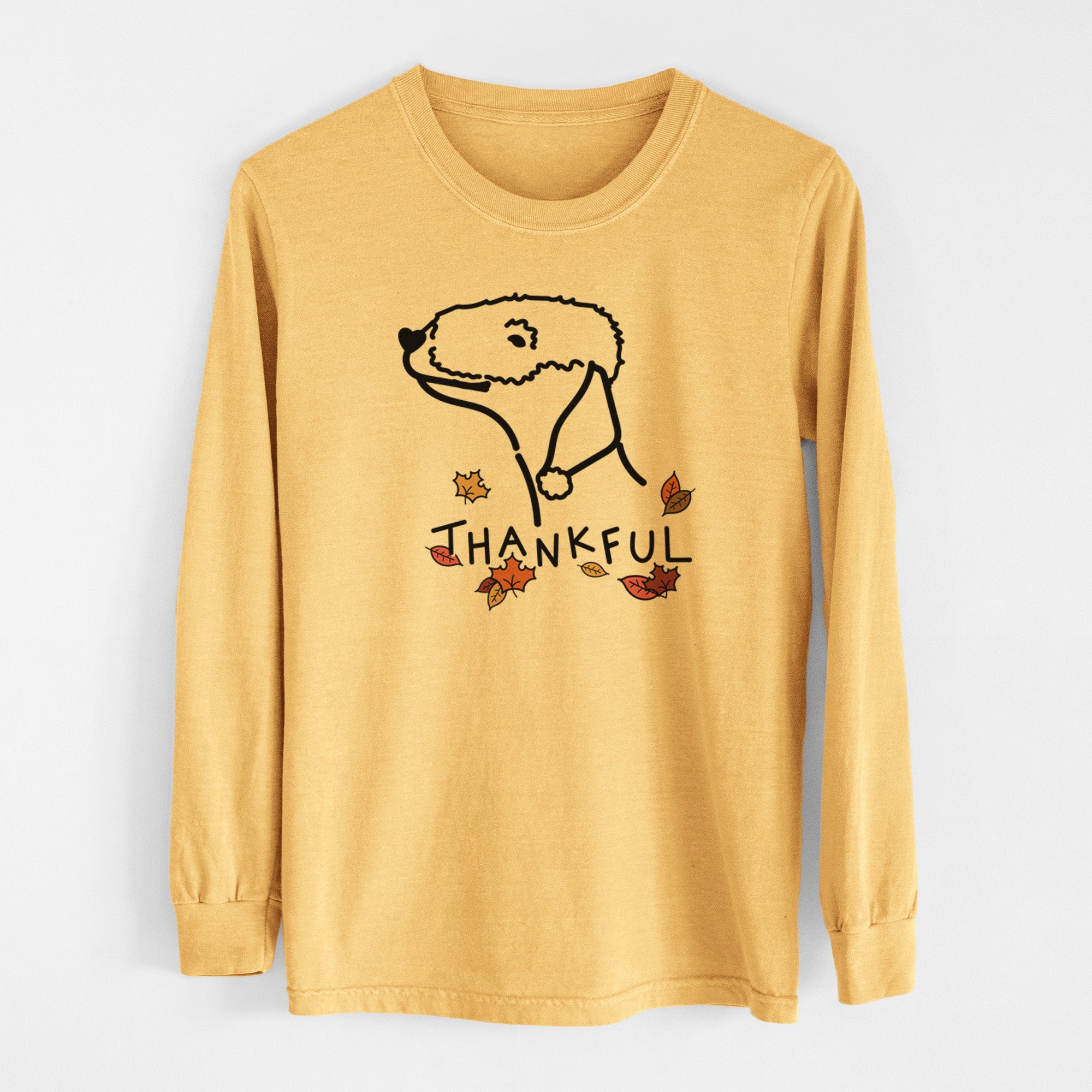 Thankful Bedlington Terrier - Men's Heavyweight 100% Cotton Long Sleeve