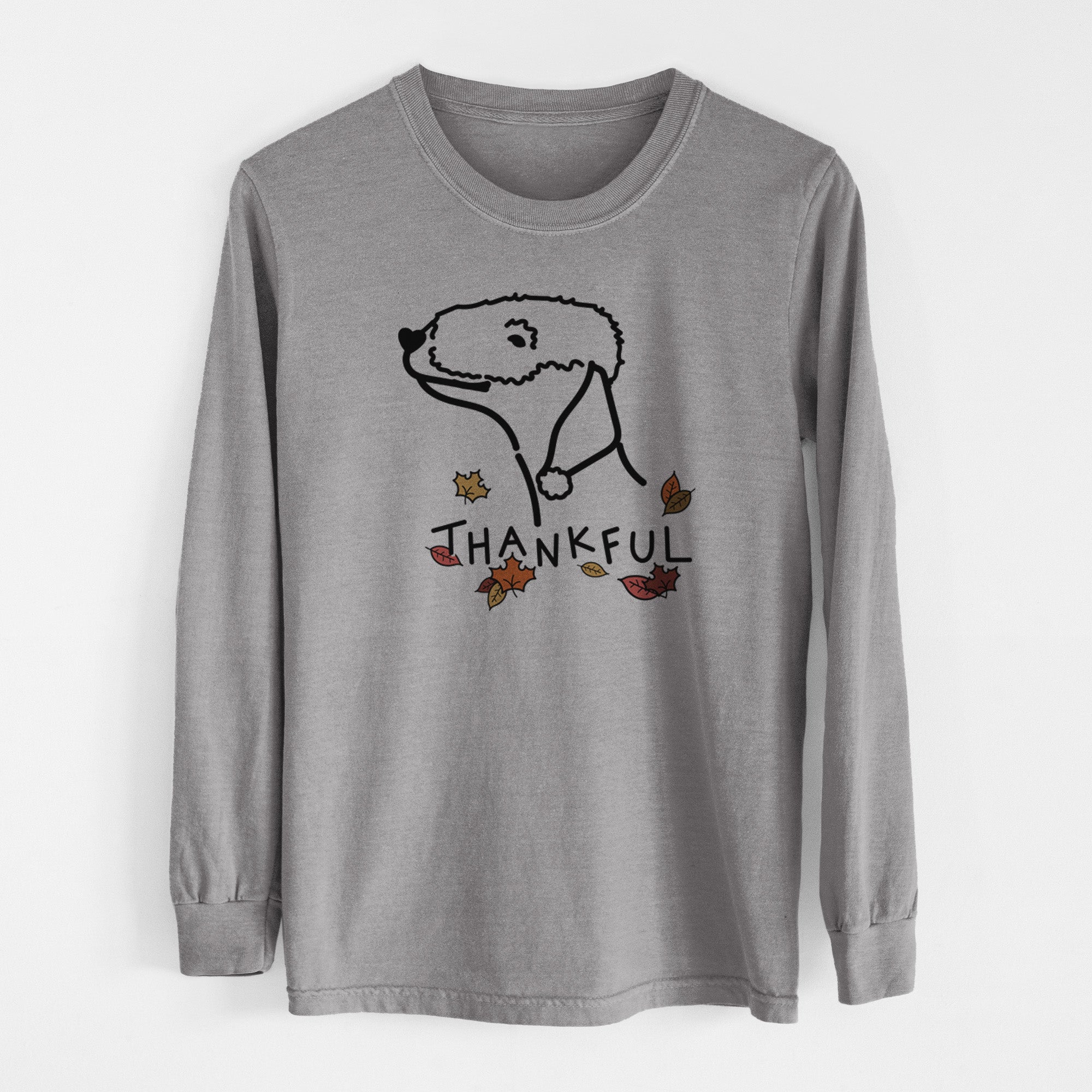 Thankful Bedlington Terrier - Men's Heavyweight 100% Cotton Long Sleeve