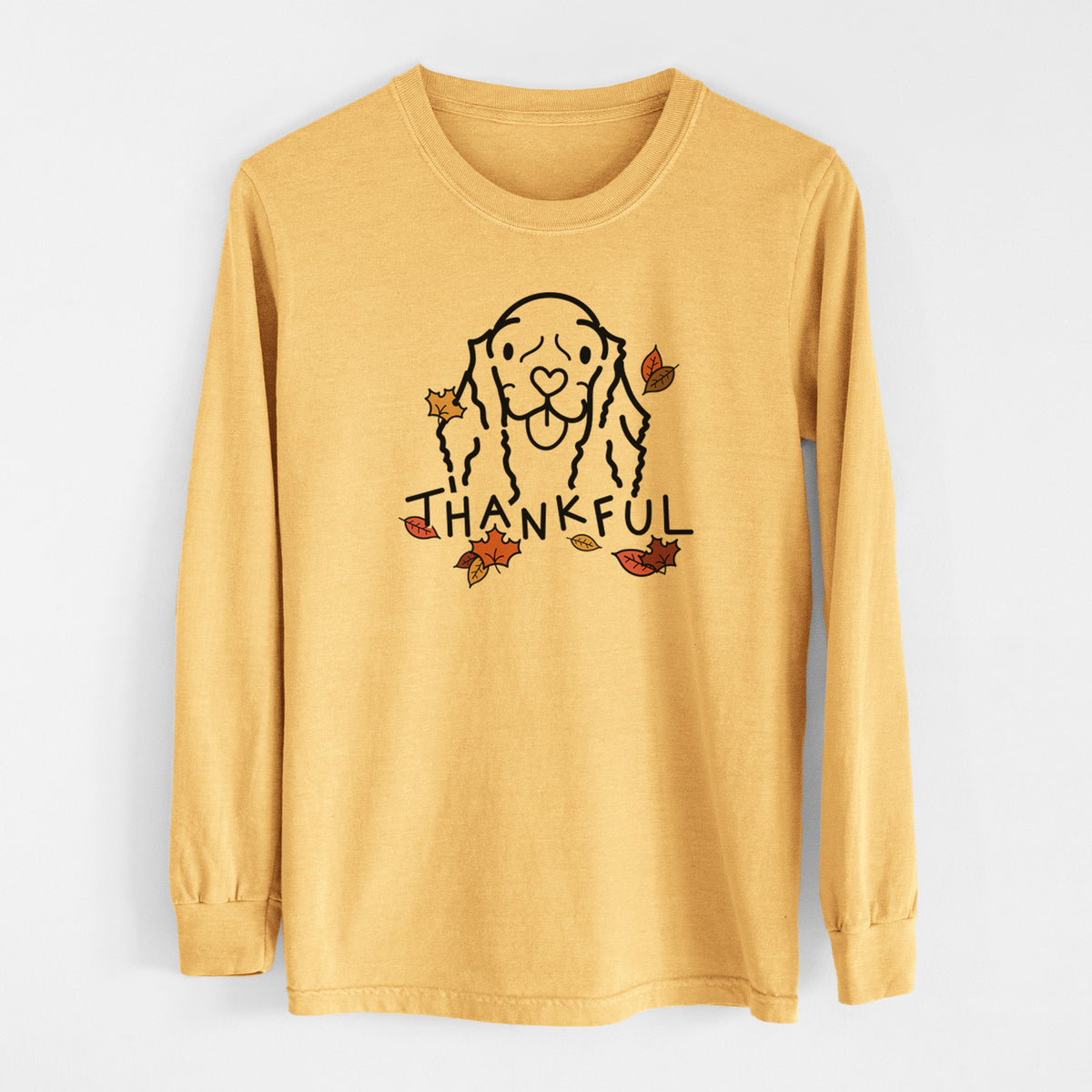 Thankful American Cocker Spaniel - Bella - Men&#39;s Heavyweight 100% Cotton Long Sleeve