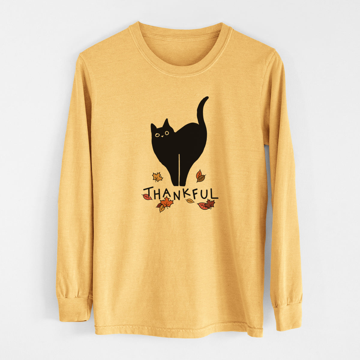 Thankful Black Cat - Bella - Men&#39;s Heavyweight 100% Cotton Long Sleeve