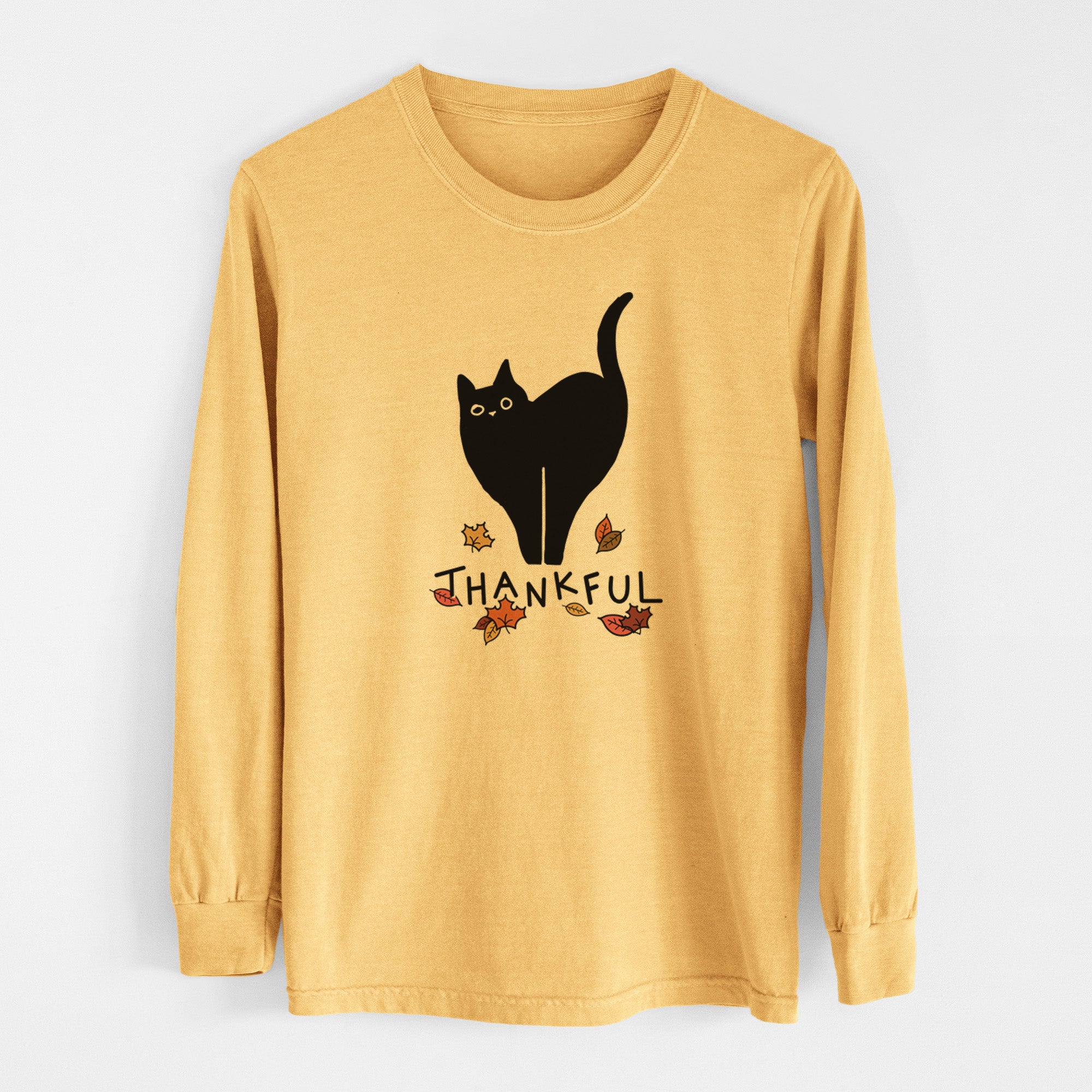 Thankful Black Cat - Bella - Men's Heavyweight 100% Cotton Long Sleeve