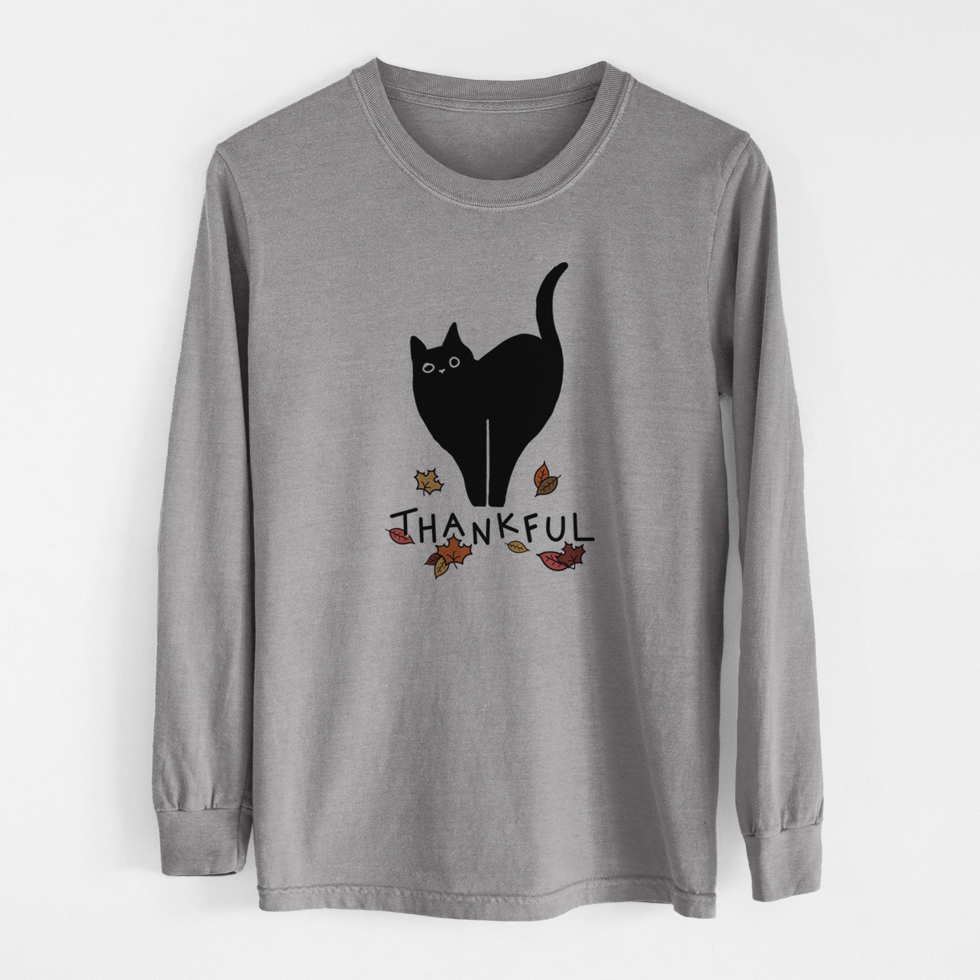 Thankful Black Cat - Bella - Men's Heavyweight 100% Cotton Long Sleeve