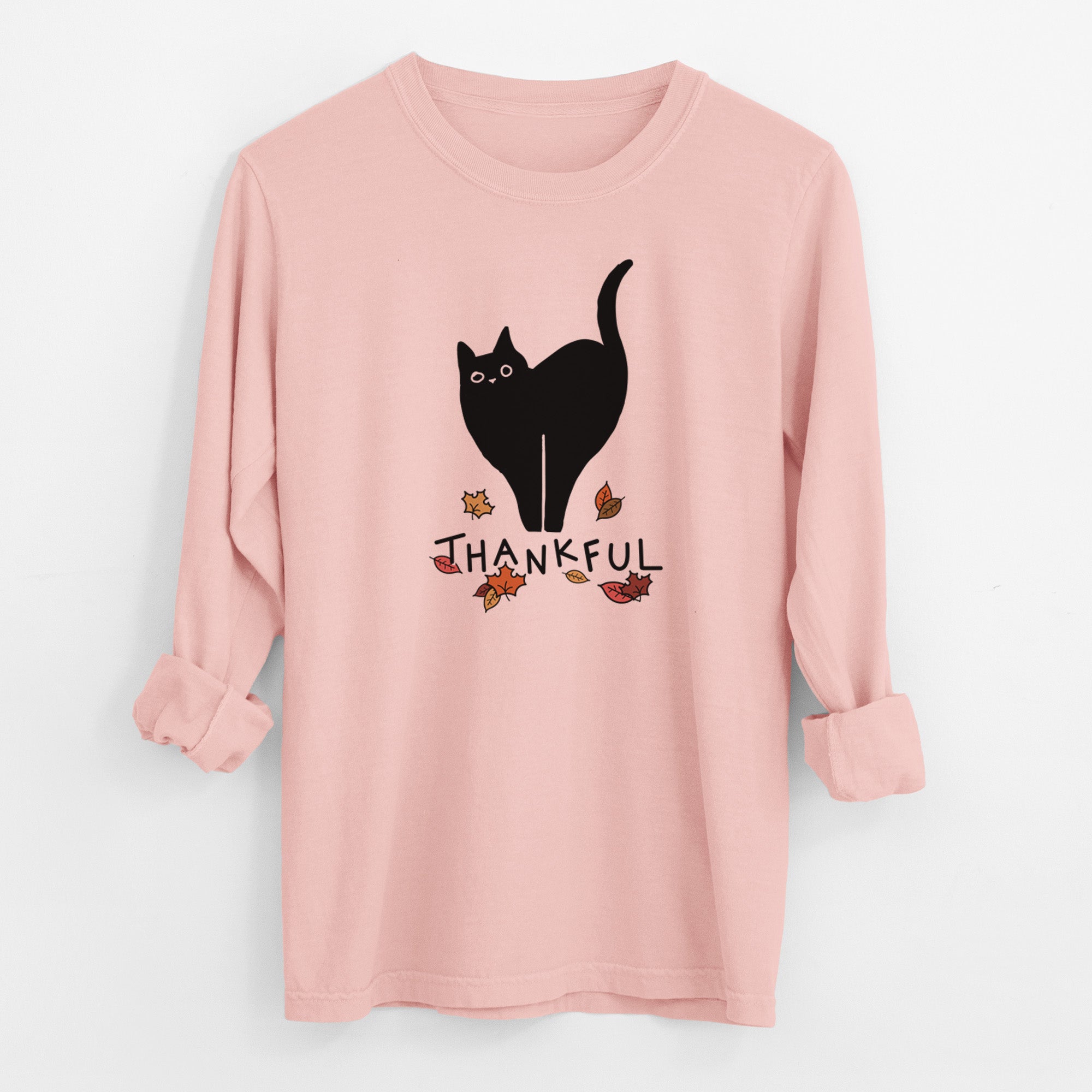 Thankful Black Cat - Bella - Men's Heavyweight 100% Cotton Long Sleeve