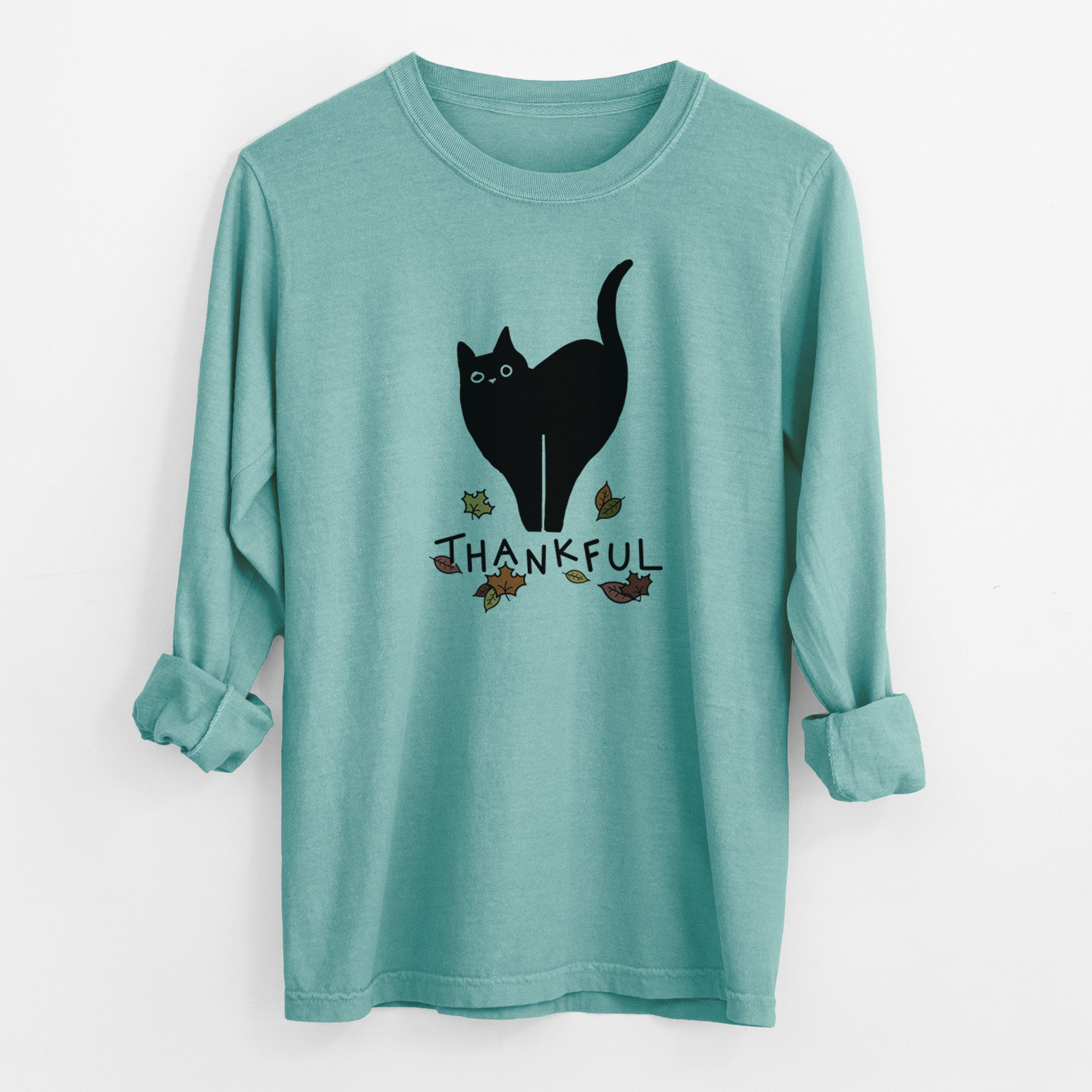 Thankful Black Cat - Bella - Men's Heavyweight 100% Cotton Long Sleeve