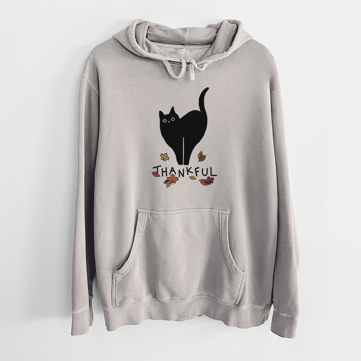 Thankful Black Cat - Bella - Unisex Pigment Dyed Hoodie