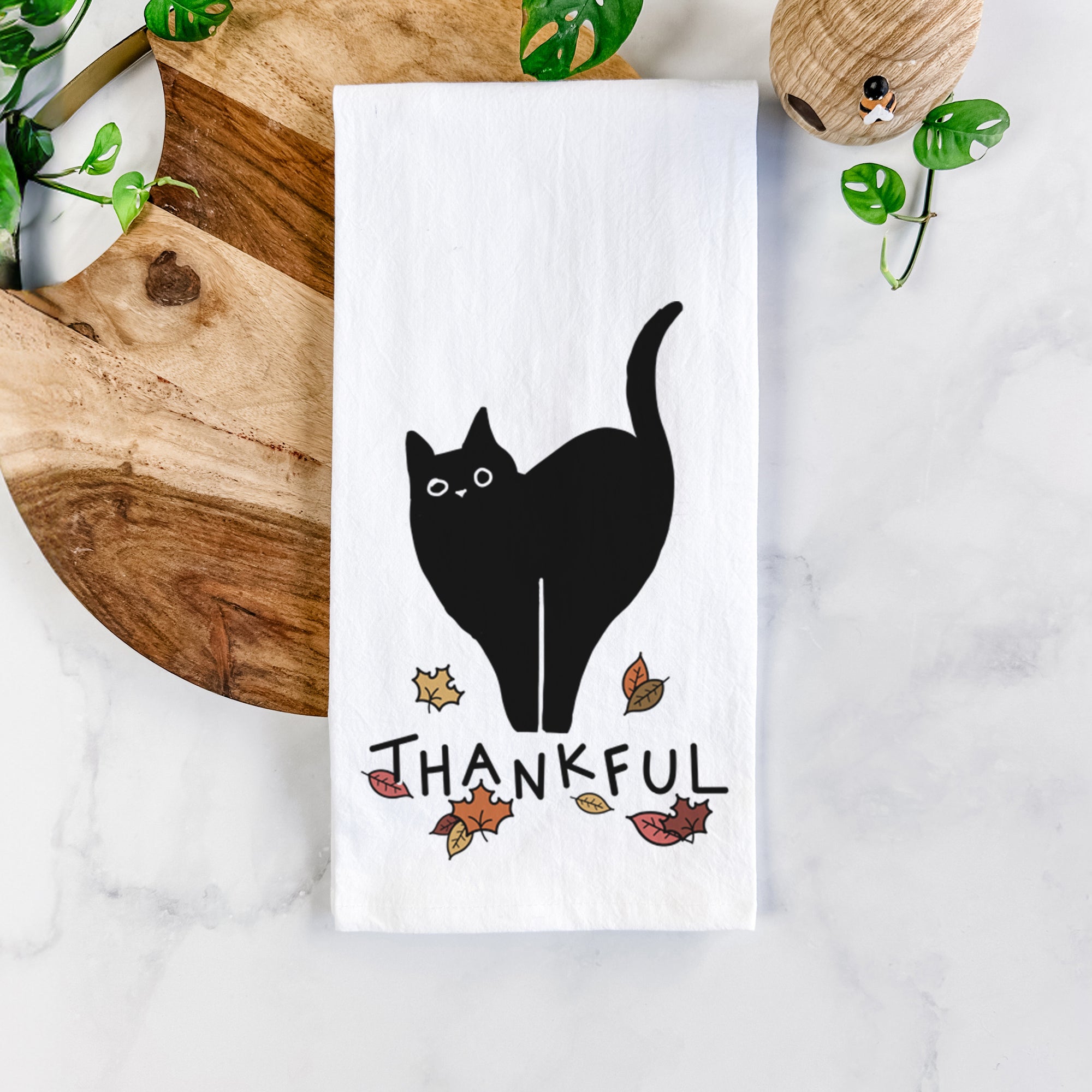 Thankful Black Cat - Bella - Tea Towel