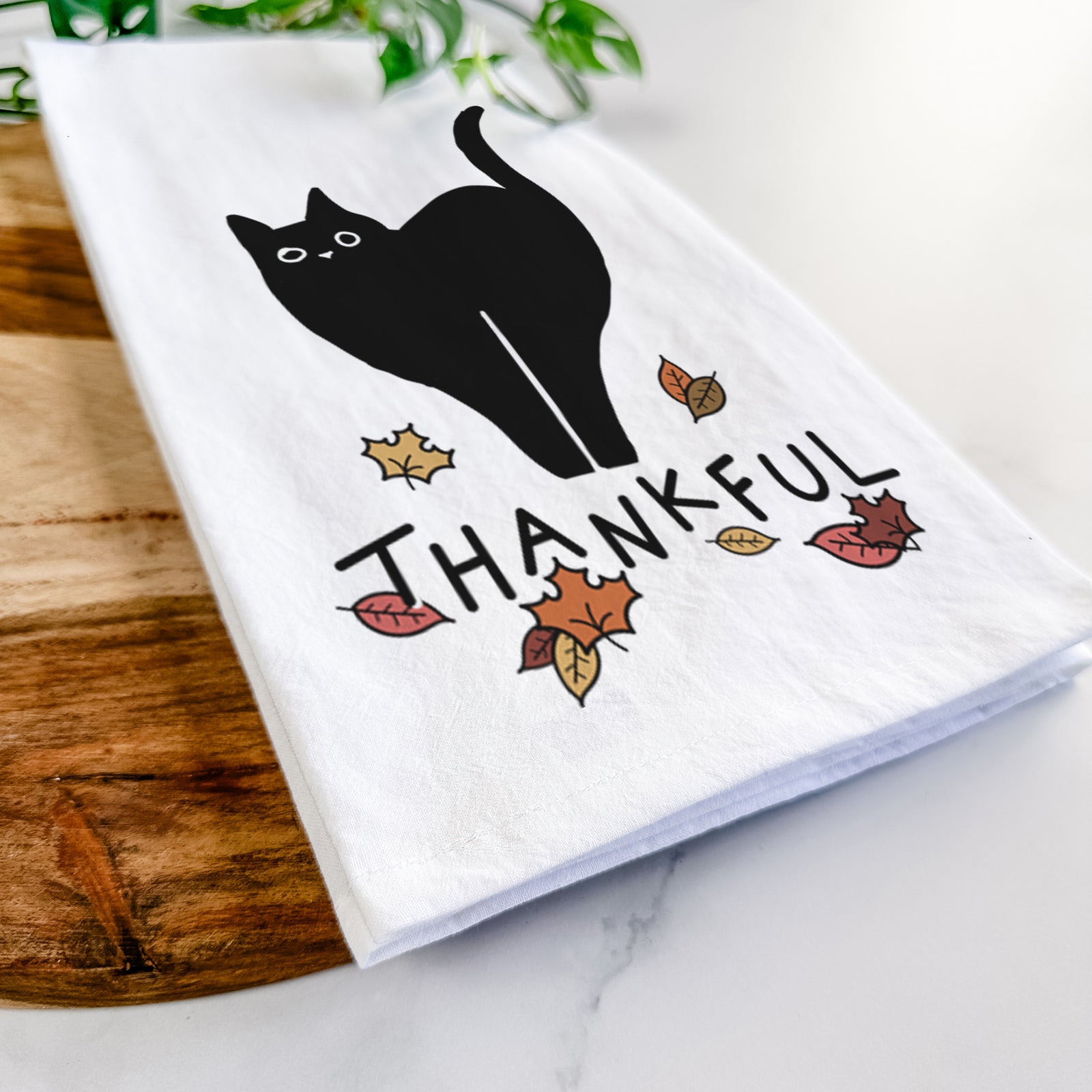 Thankful Black Cat - Bella - Tea Towel