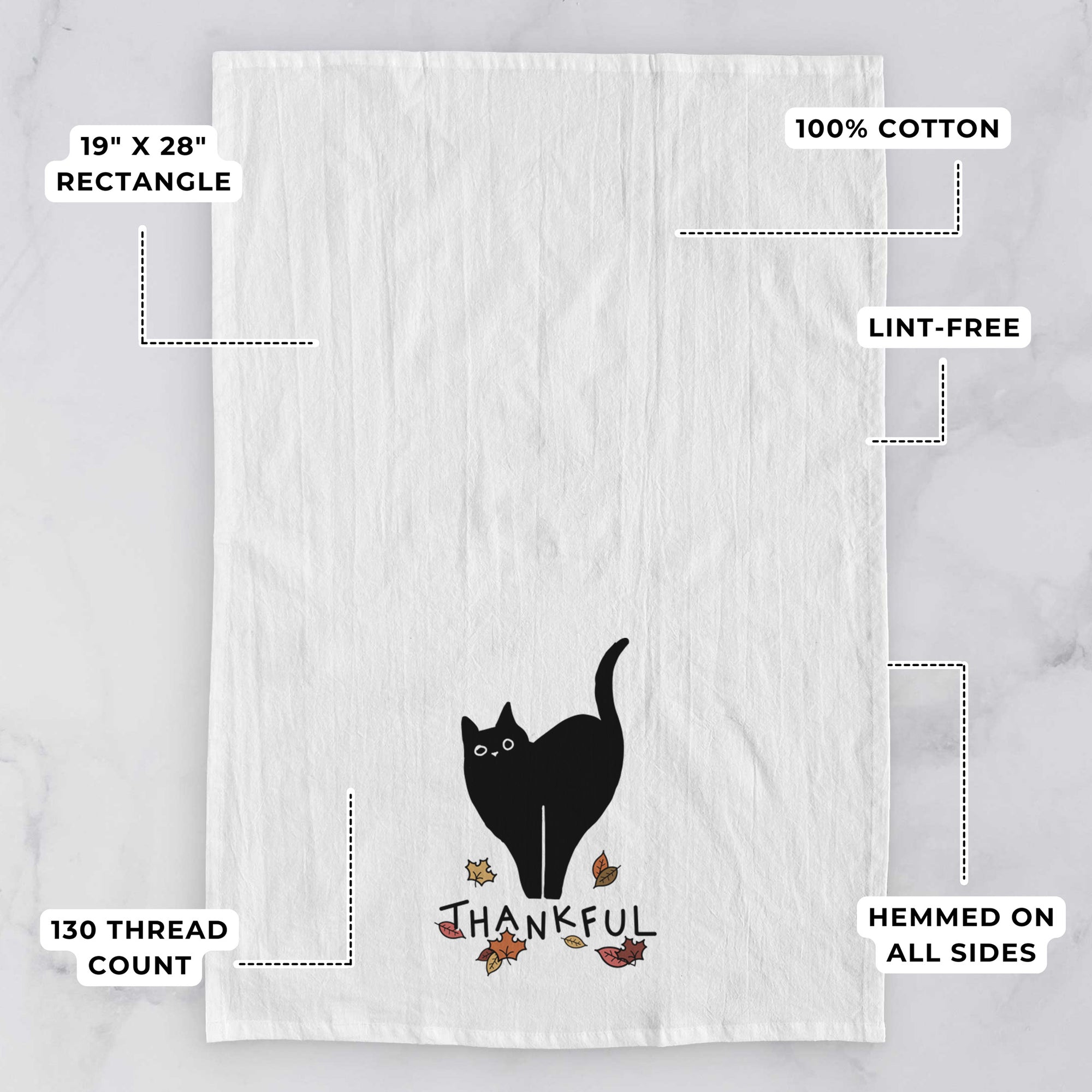 Thankful Black Cat - Bella - Tea Towel