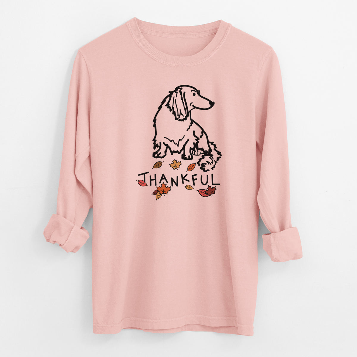 Thankful Dachshund - Bella - Men's Heavyweight 100% Cotton Long Sleeve