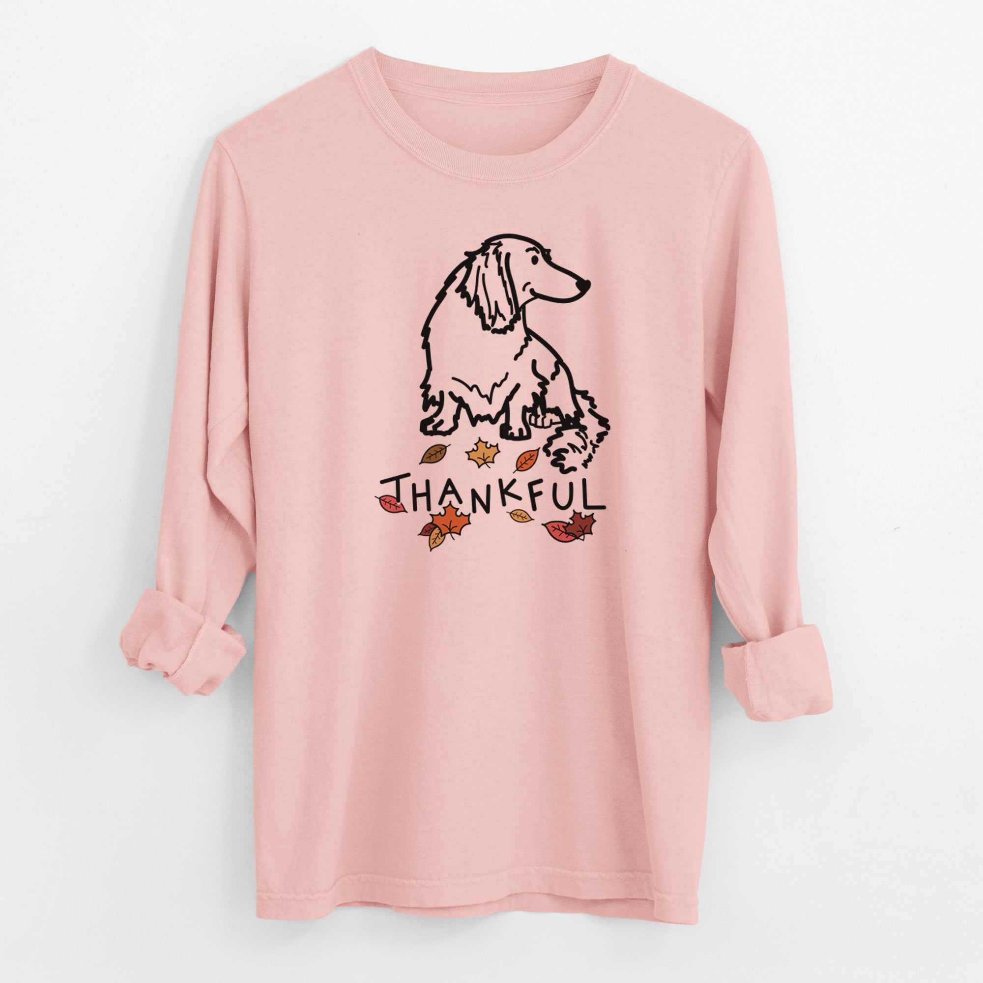 Thankful Dachshund - Bella - Men's Heavyweight 100% Cotton Long Sleeve