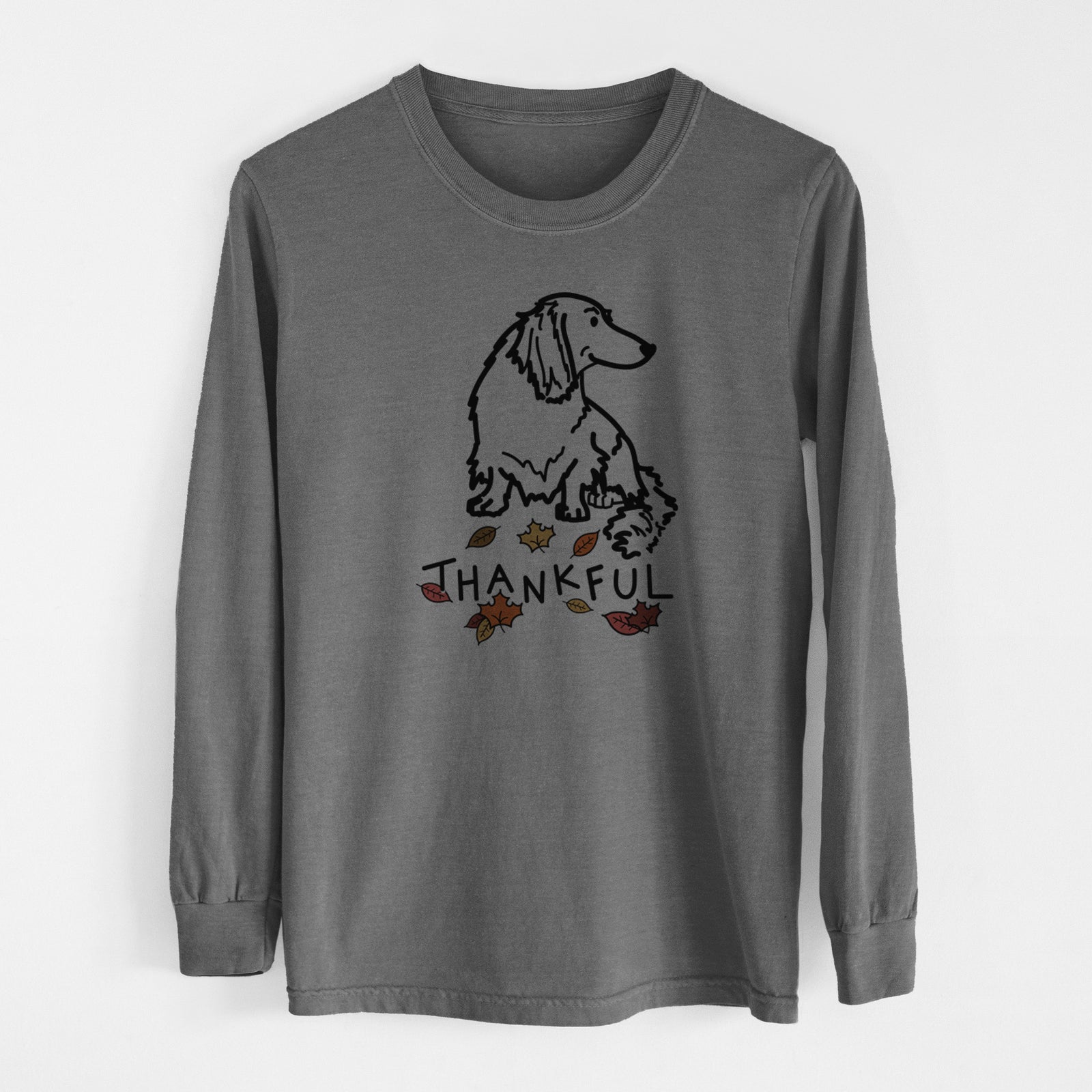 Thankful Dachshund - Bella - Men's Heavyweight 100% Cotton Long Sleeve