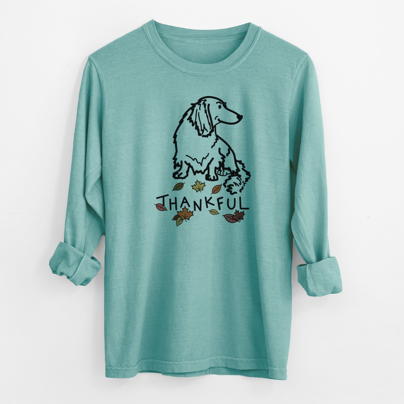 Thankful Dachshund - Bella - Men's Heavyweight 100% Cotton Long Sleeve