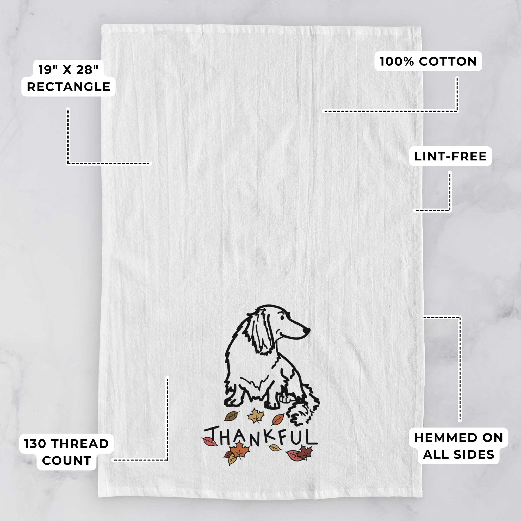 Thankful Dachshund - Bella - Tea Towel