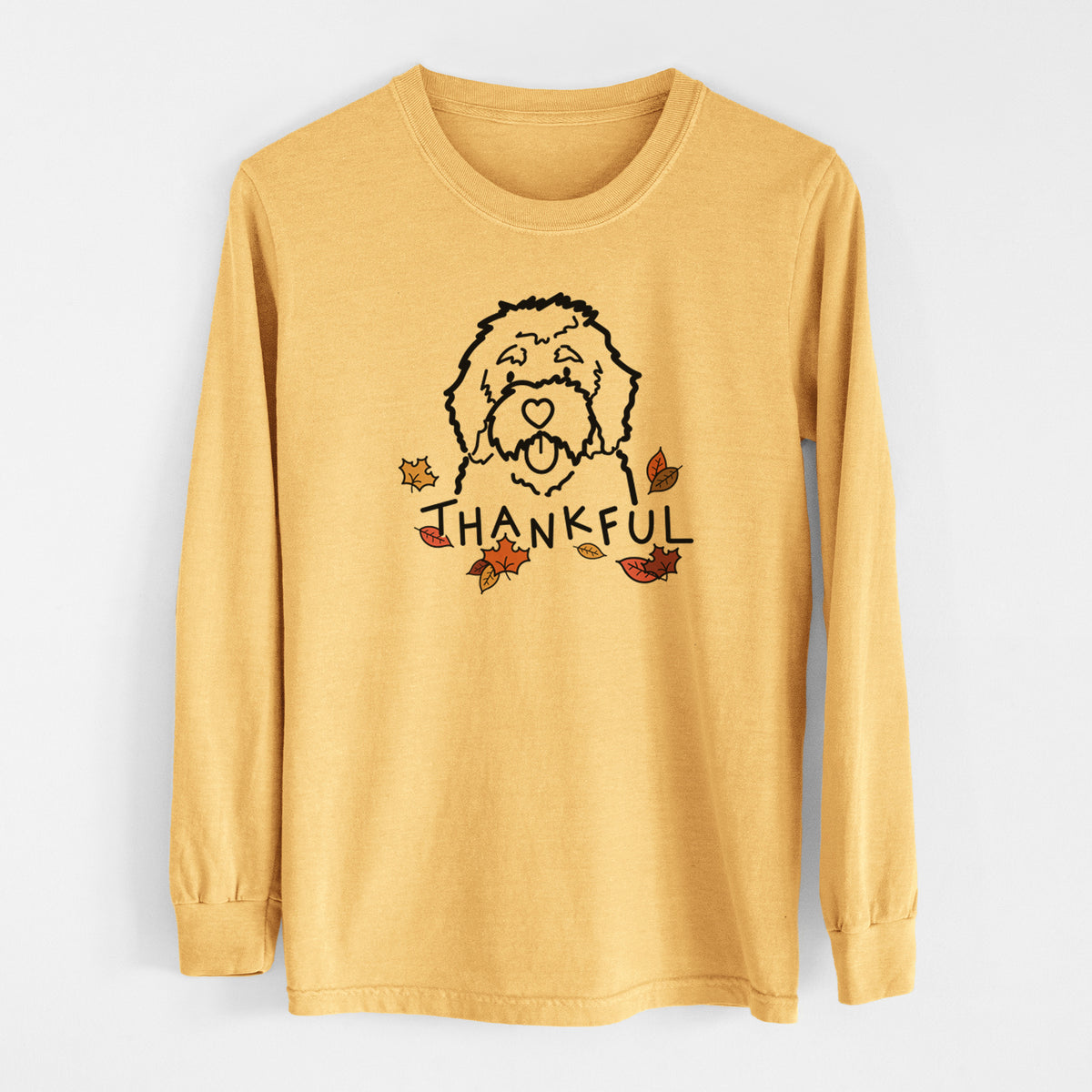 Thankful Bernedoodle - Men&#39;s Heavyweight 100% Cotton Long Sleeve