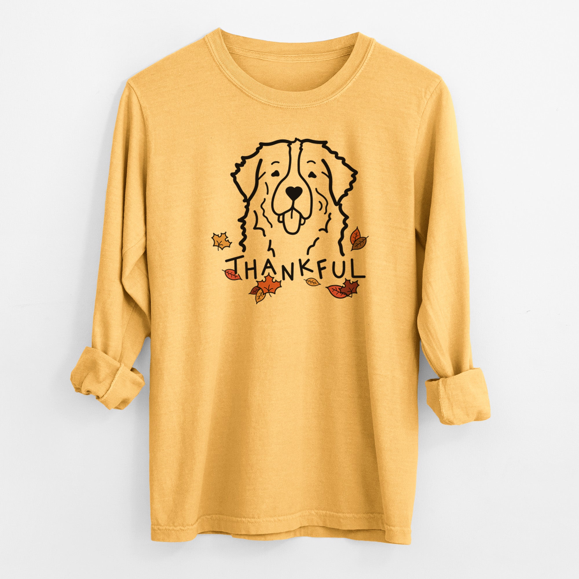 Thankful Bernese Mountain Dog - Men's Heavyweight 100% Cotton Long Sleeve