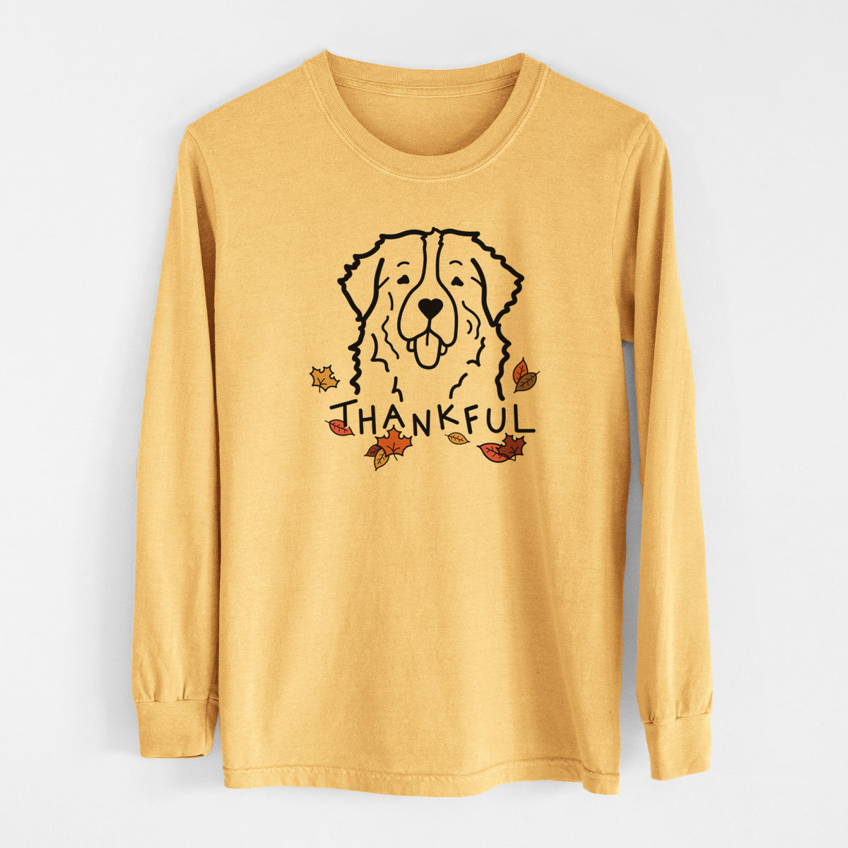 Thankful Bernese Mountain Dog - Men&#39;s Heavyweight 100% Cotton Long Sleeve