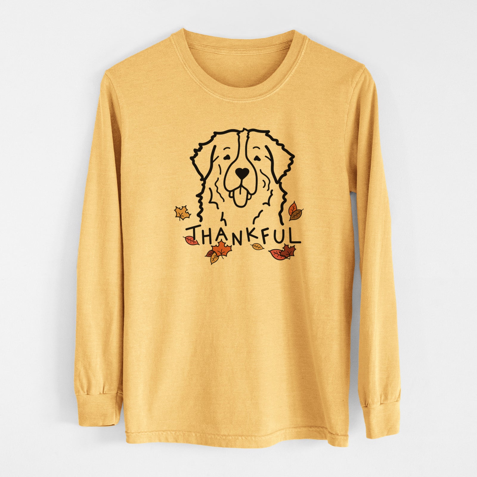 Thankful Bernese Mountain Dog - Men's Heavyweight 100% Cotton Long Sleeve