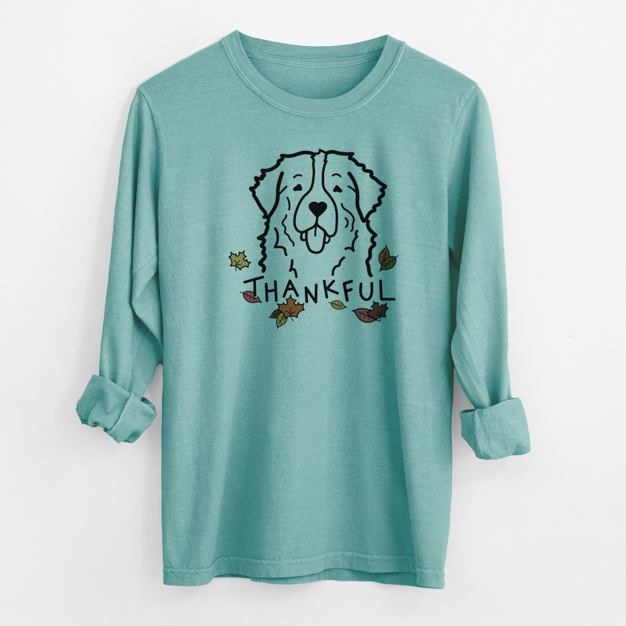 Thankful Bernese Mountain Dog - Men's Heavyweight 100% Cotton Long Sleeve