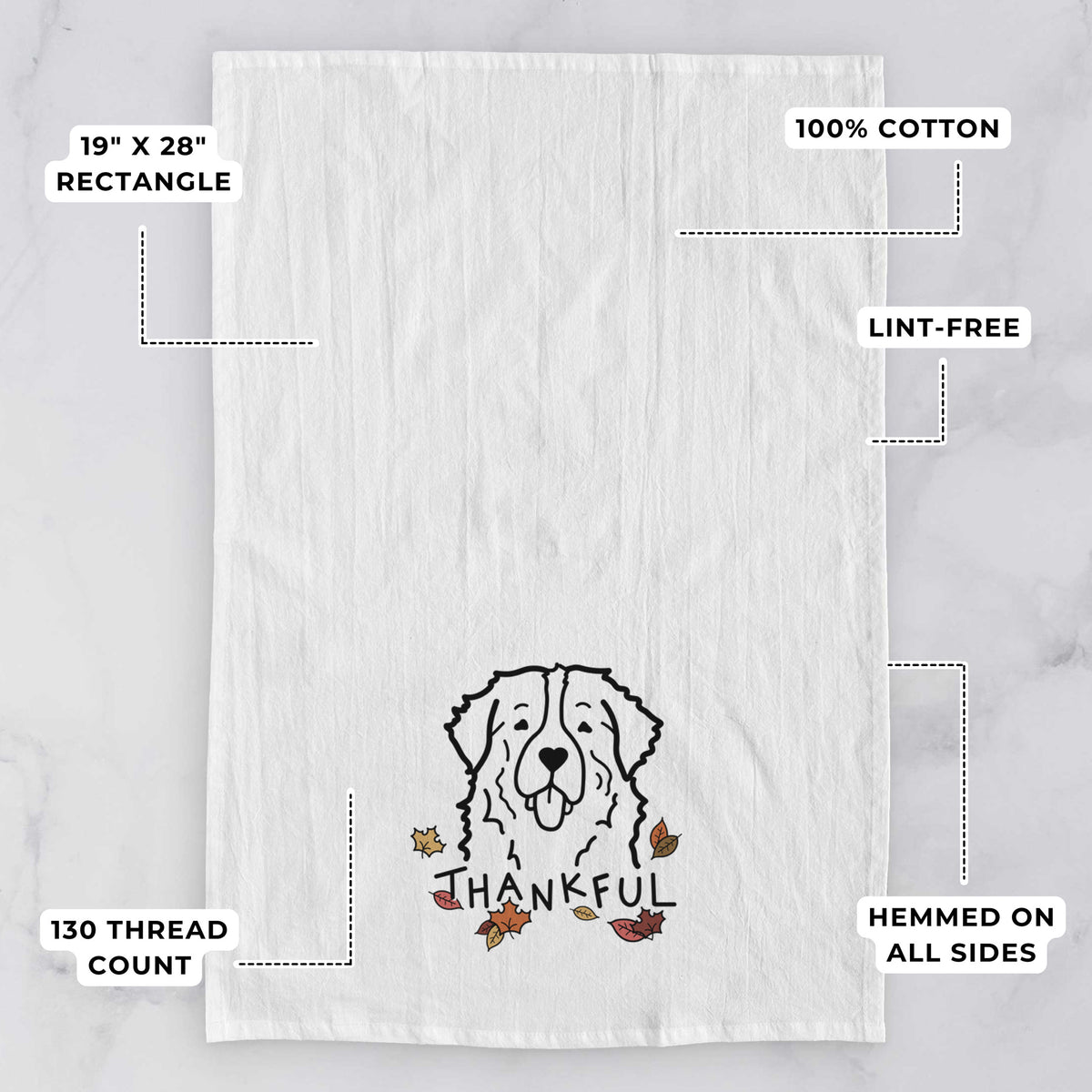 Thankful Bernese Mountain Dog - Tea Towel