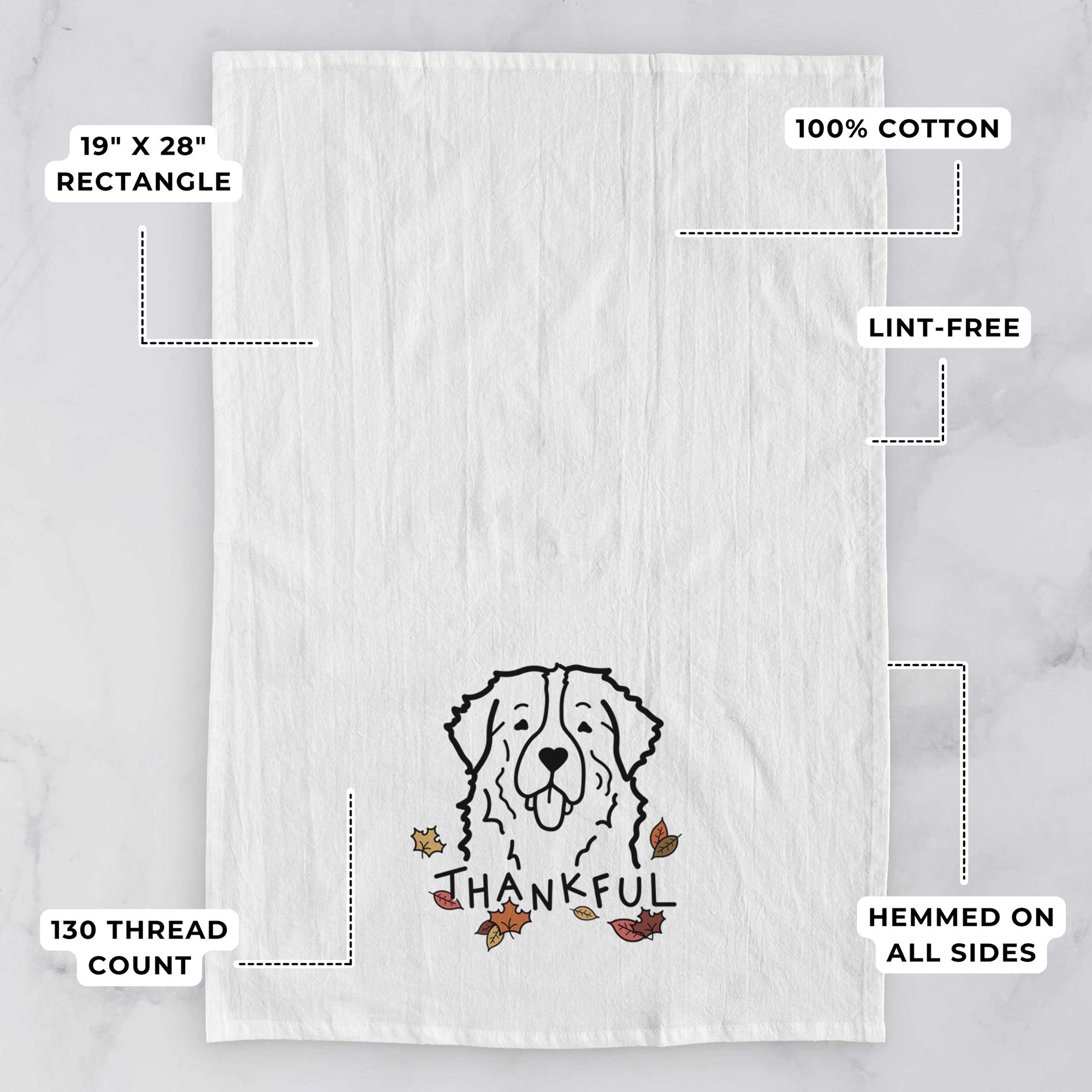 Thankful Bernese Mountain Dog - Tea Towel