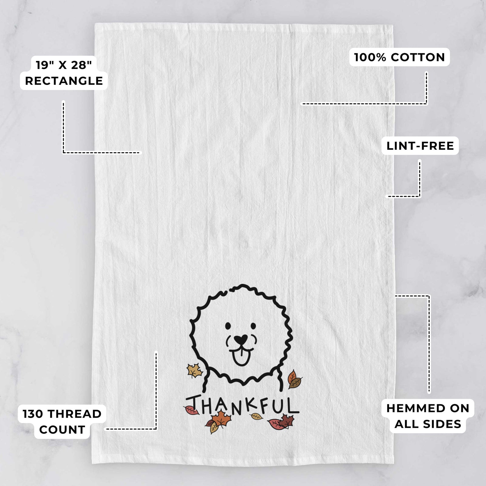 Thankful Bichon Frise - Tea Towel