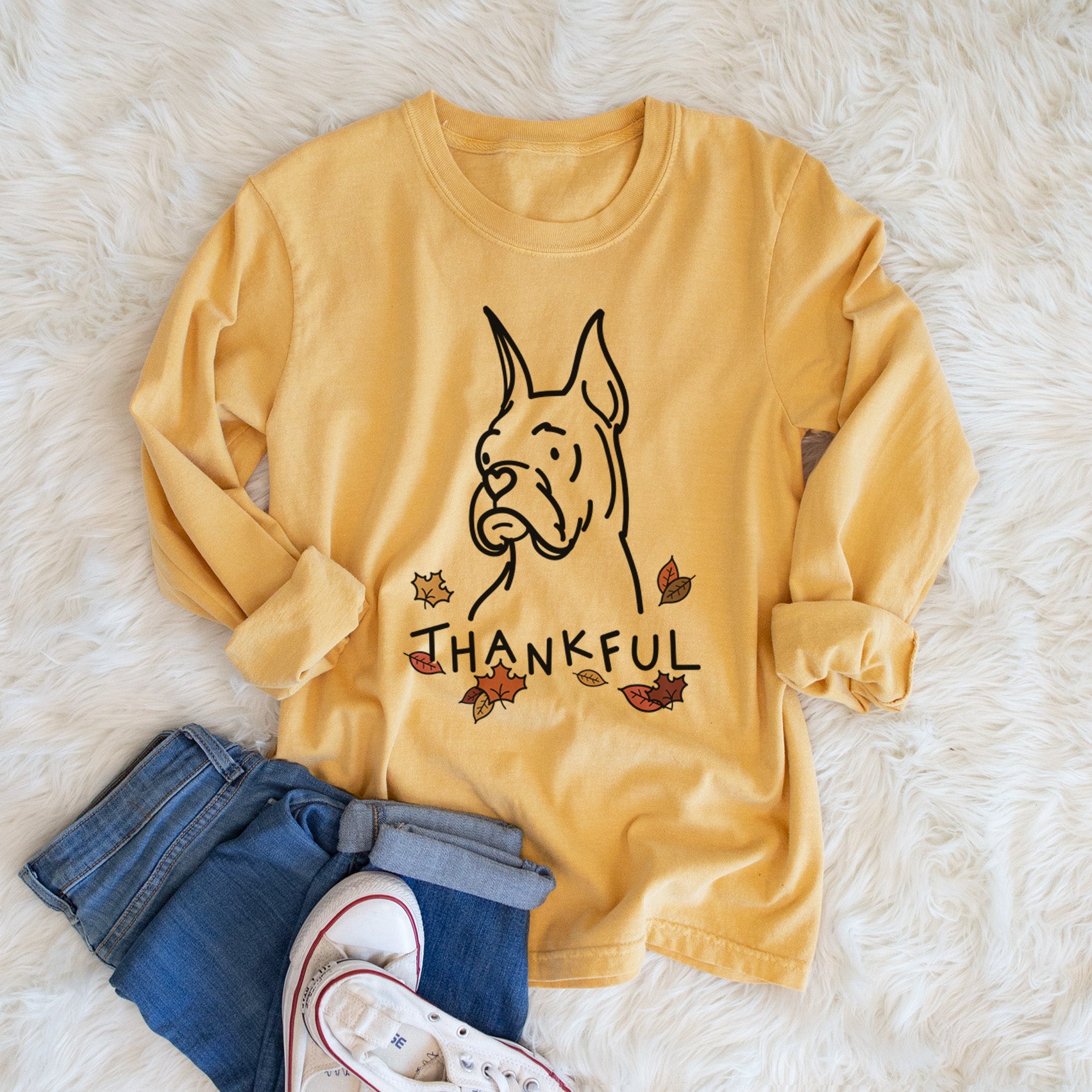 Thankful Rescue Boxer - Billy - Heavyweight 100% Cotton Long Sleeve
