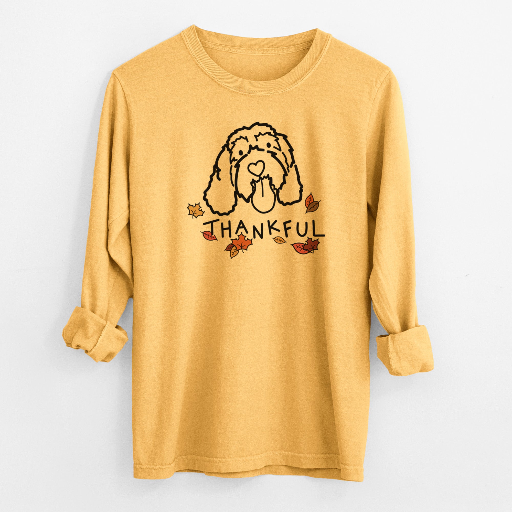 Thankful Portguese Water Dog - Bo - Men's Heavyweight 100% Cotton Long Sleeve