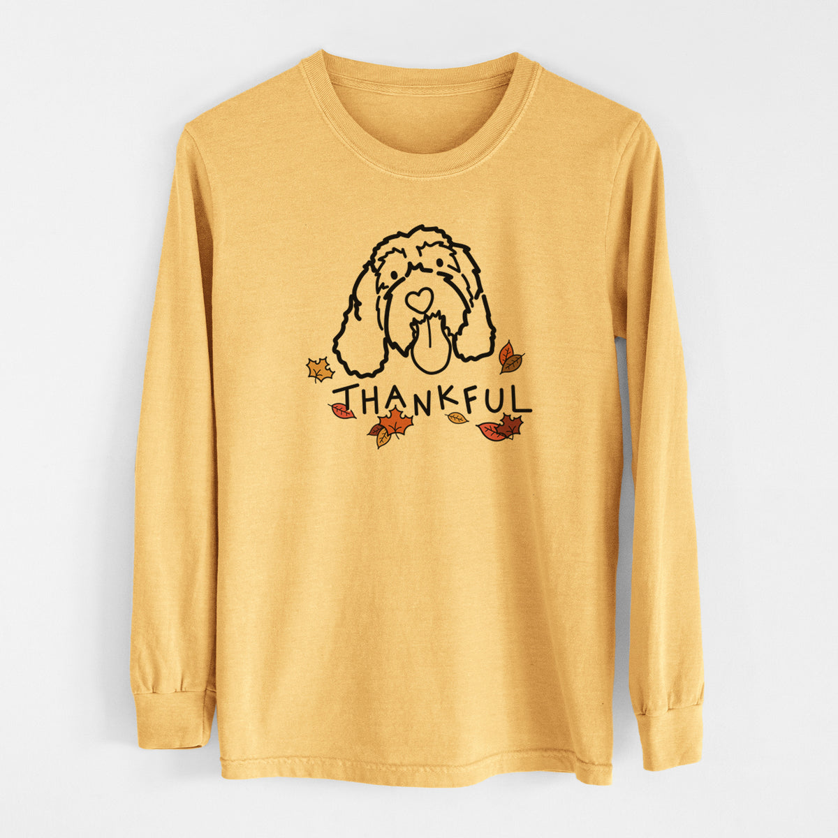 Thankful Portguese Water Dog - Bo - Men&#39;s Heavyweight 100% Cotton Long Sleeve