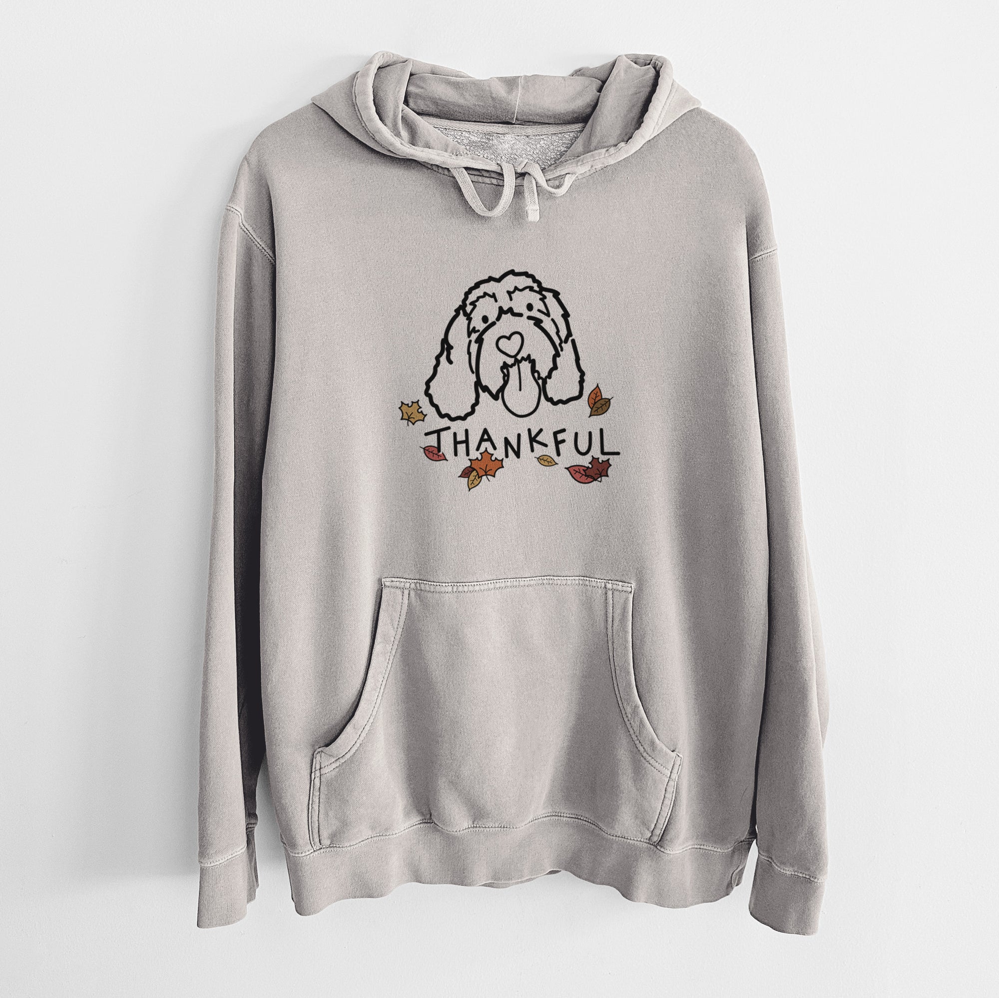 Thankful Portguese Water Dog - Bo - Unisex Pigment Dyed Hoodie