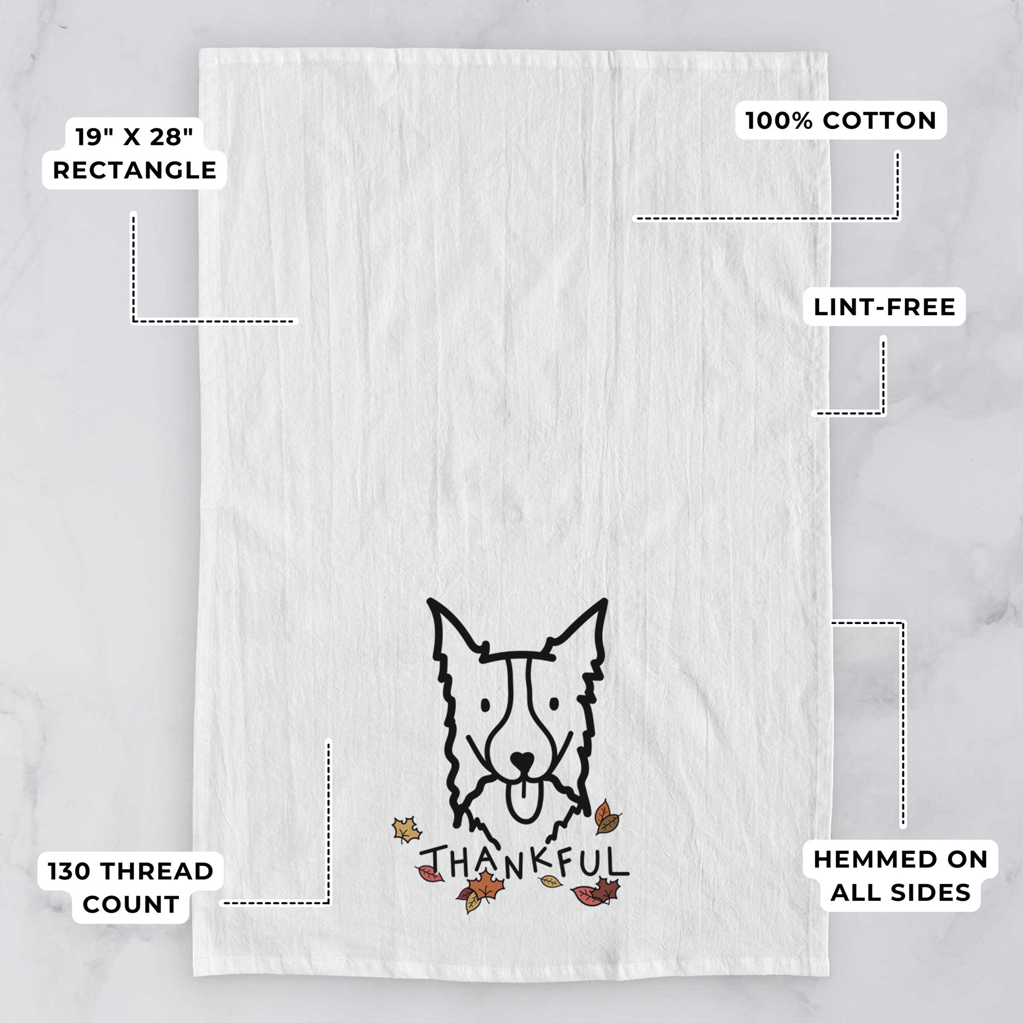 Thankful Border Collie - Tea Towel