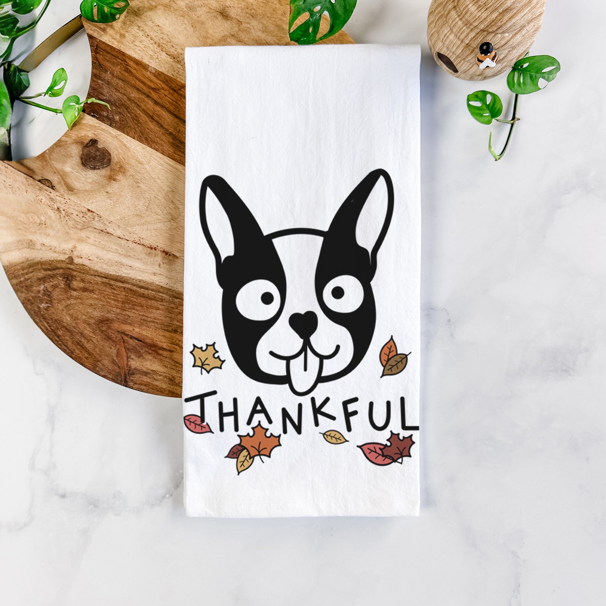 Thankful Boston Terrier - Tea Towel