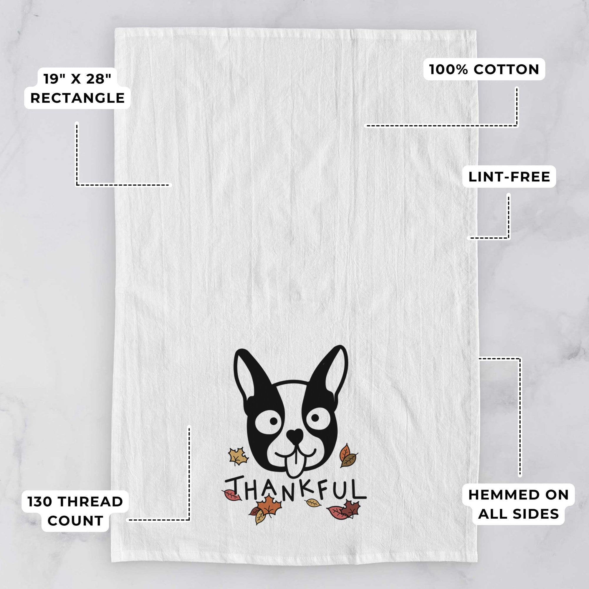 Thankful Boston Terrier - Tea Towel