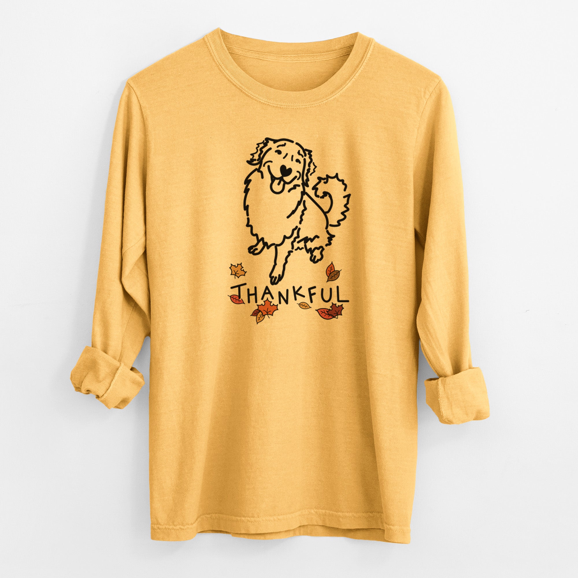 Thankful Golden Retriever - Brinkley - Men's Heavyweight 100% Cotton Long Sleeve