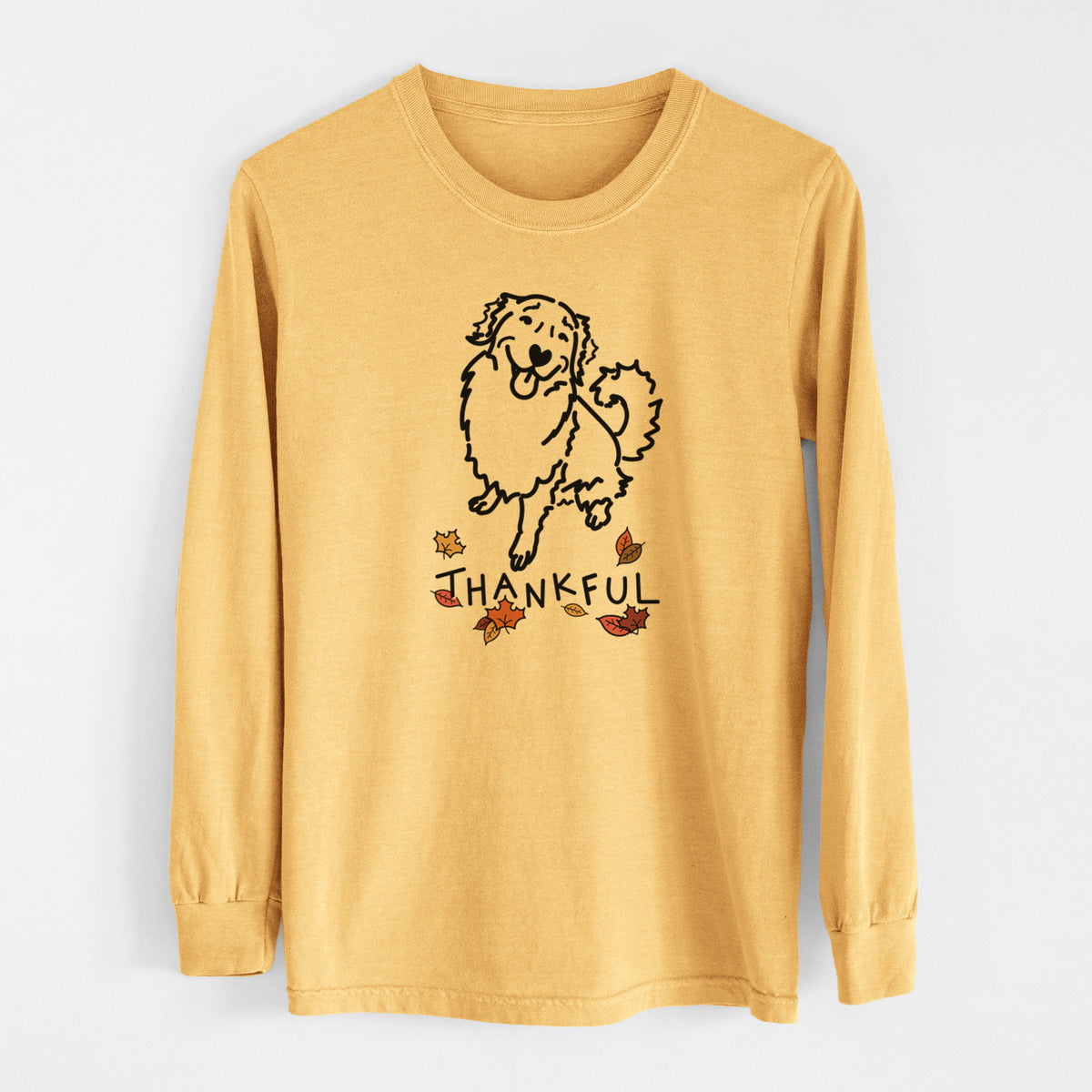 Thankful Golden Retriever - Brinkley - Men&#39;s Heavyweight 100% Cotton Long Sleeve