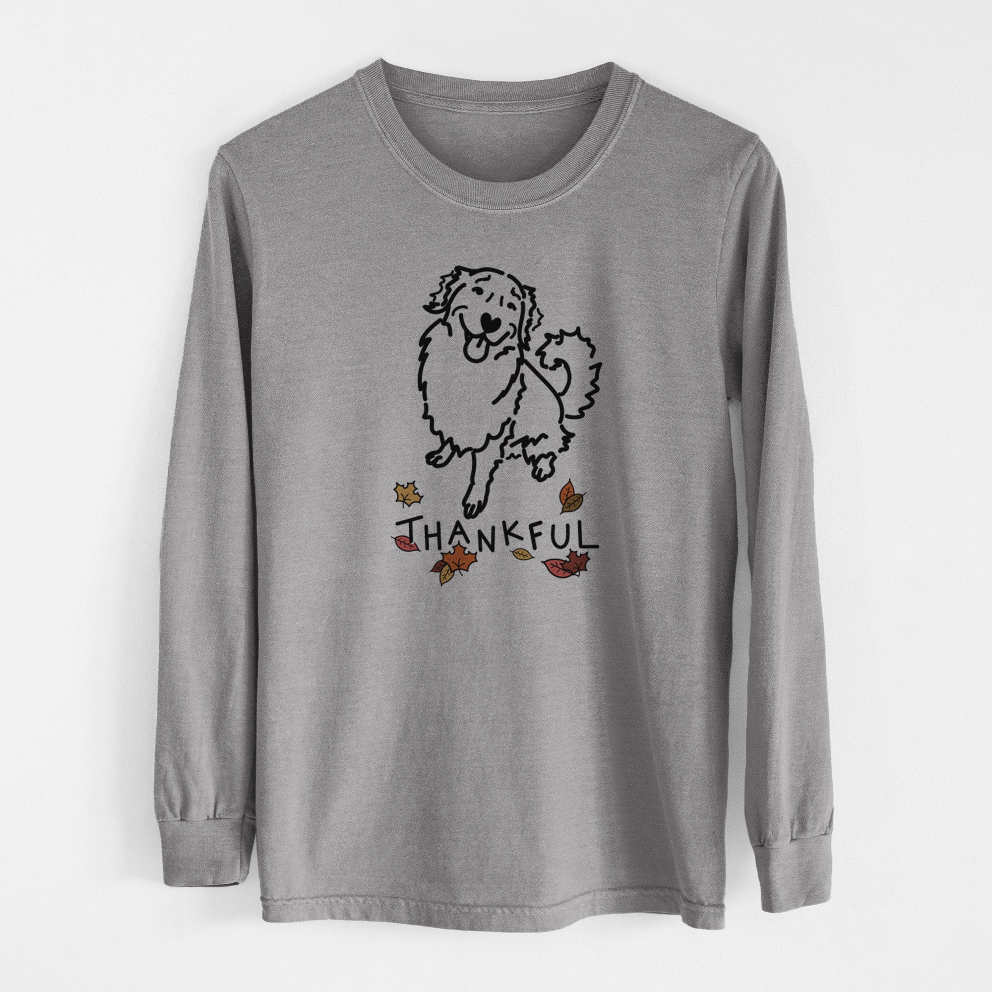 Thankful Golden Retriever - Brinkley - Men's Heavyweight 100% Cotton Long Sleeve