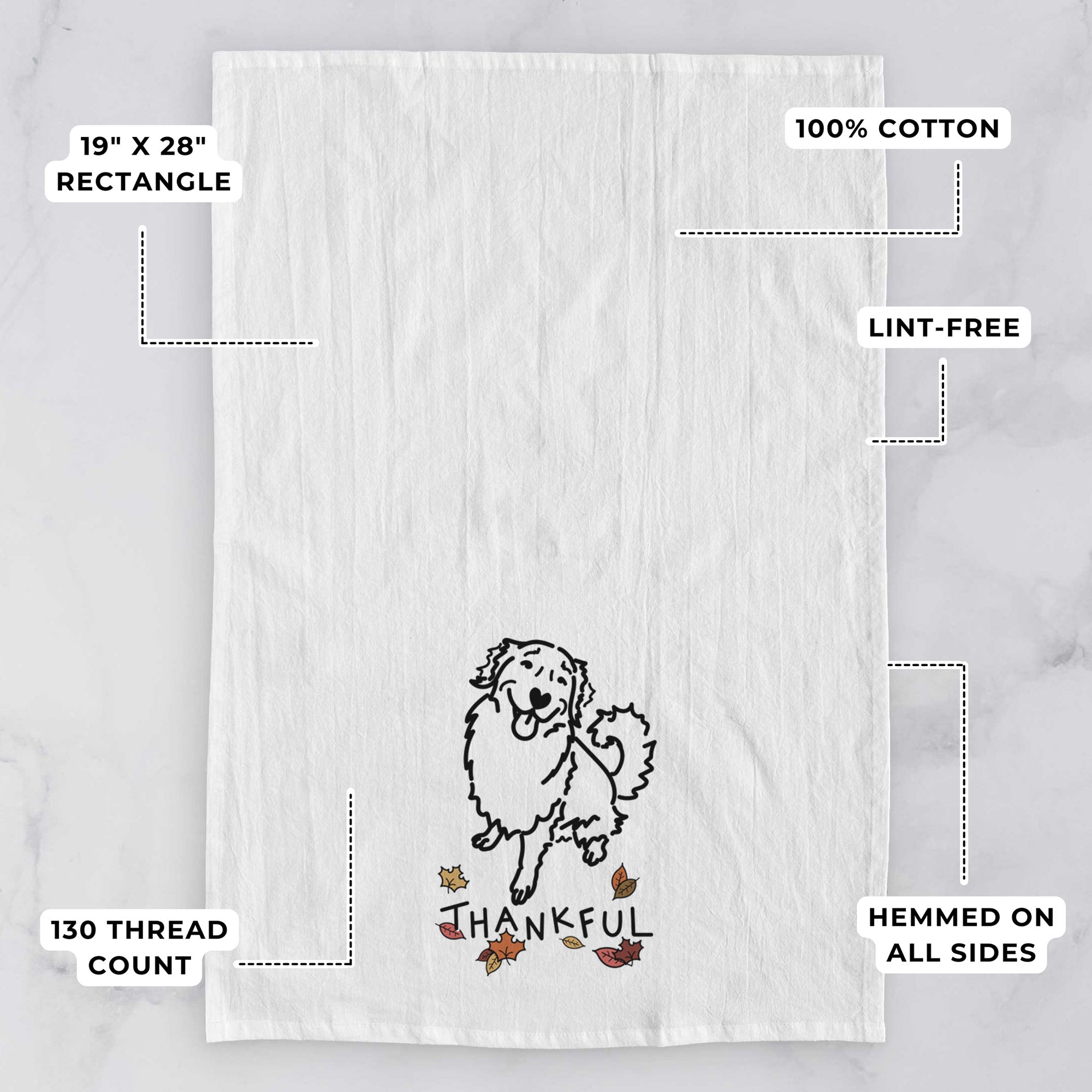 Thankful Golden Retriever - Brinkley - Tea Towel