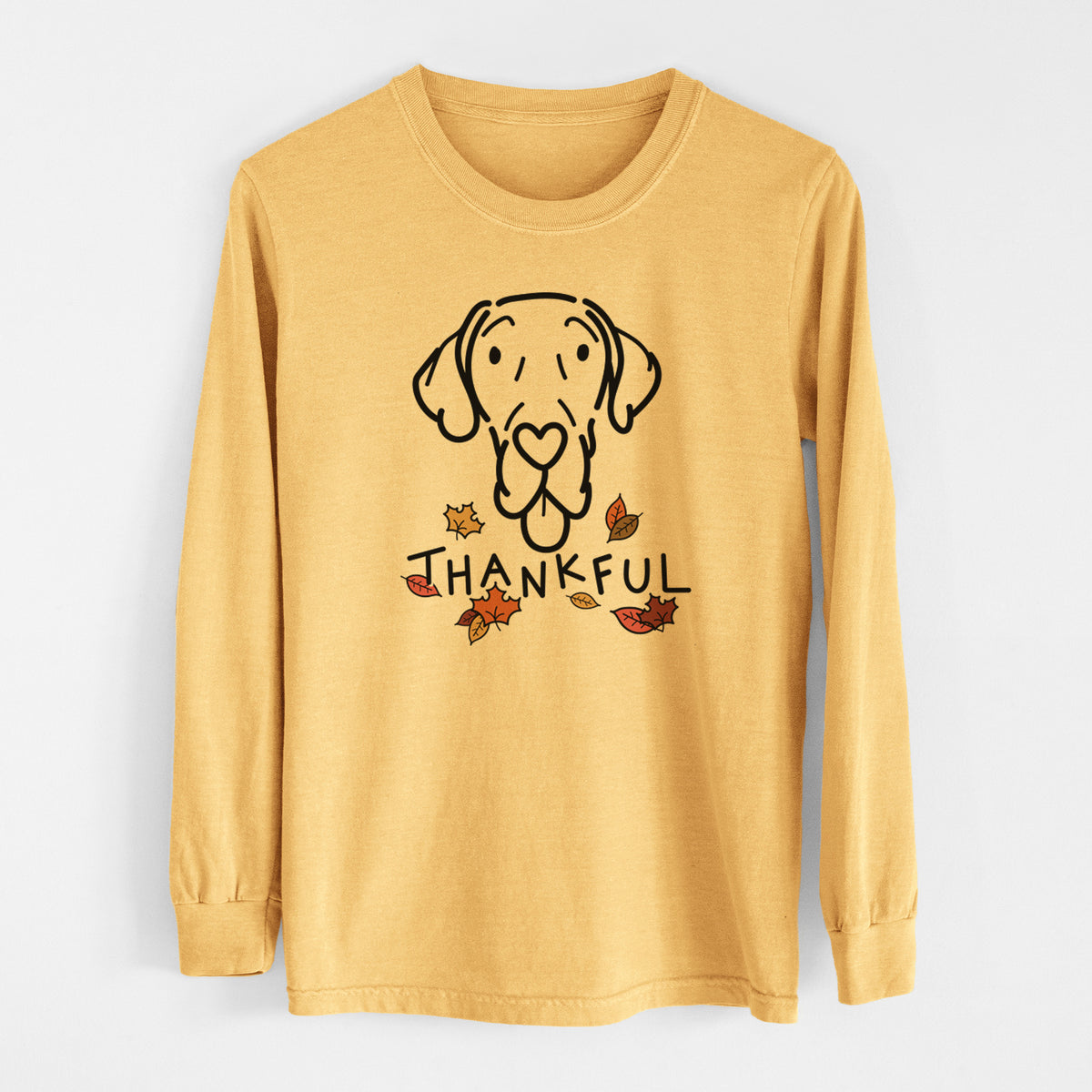 Thankful Great Dane - Bruce - Men&#39;s Heavyweight 100% Cotton Long Sleeve