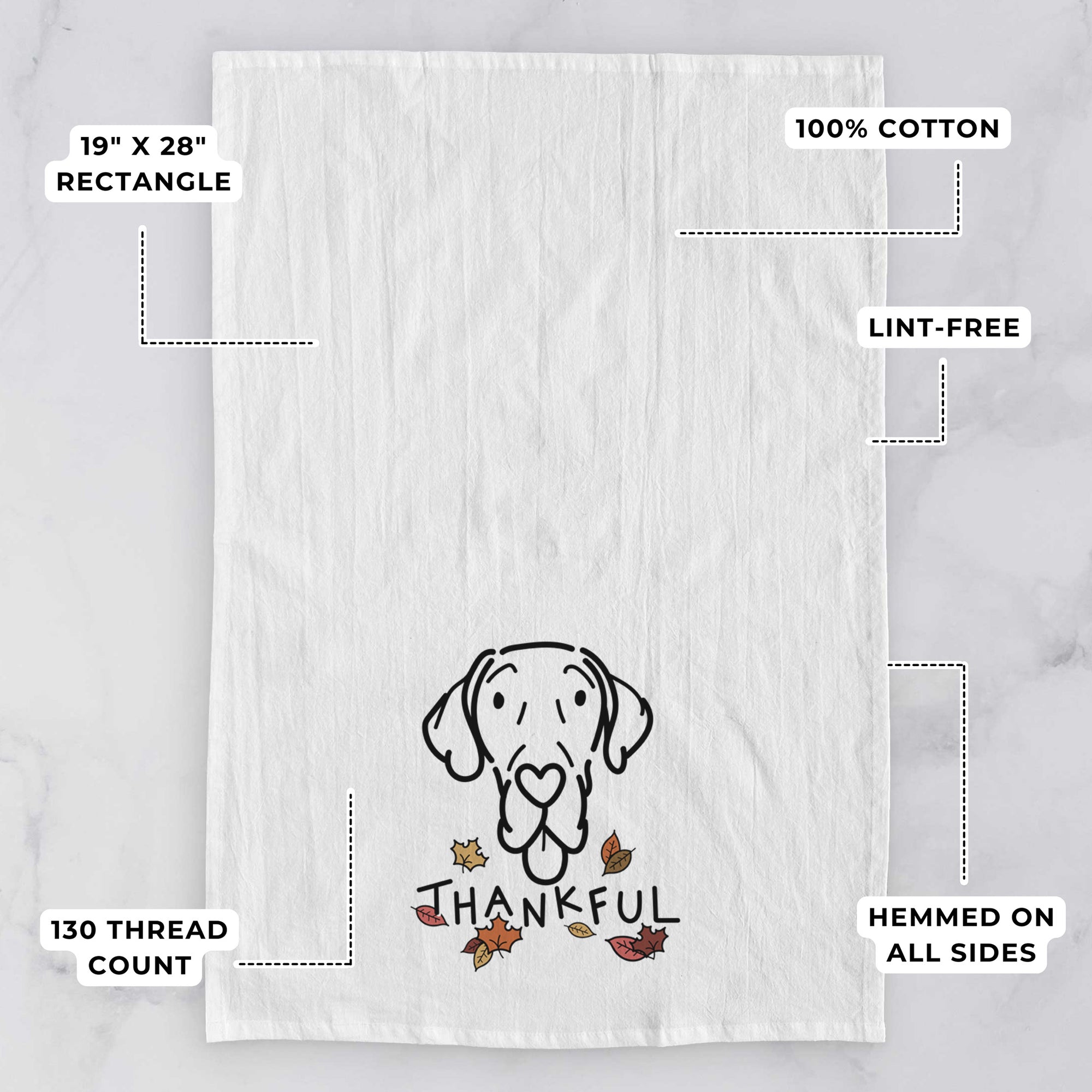 Thankful Great Dane - Bruce - Tea Towel