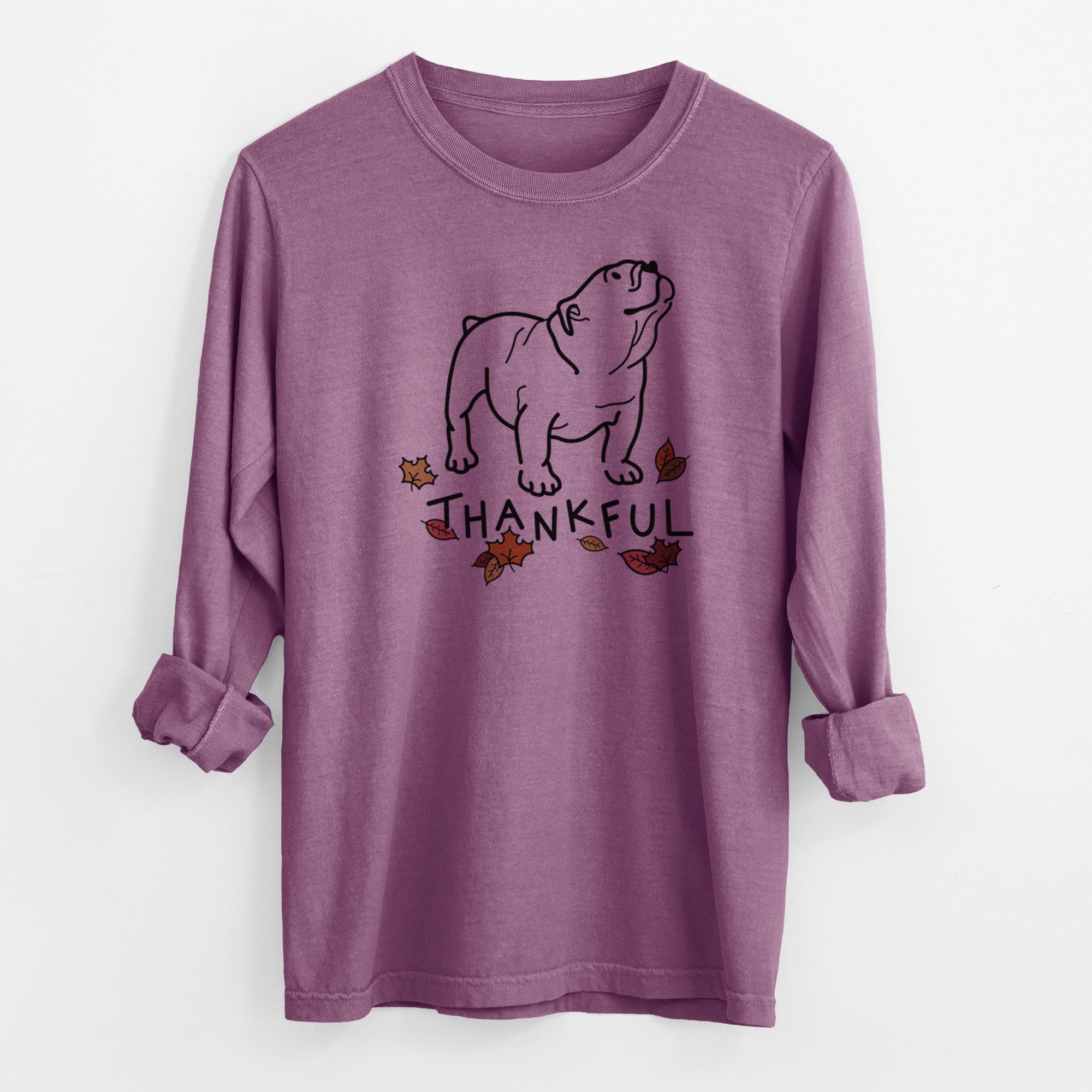 Thankful English Bulldog - Bruno - Men's Heavyweight 100% Cotton Long Sleeve