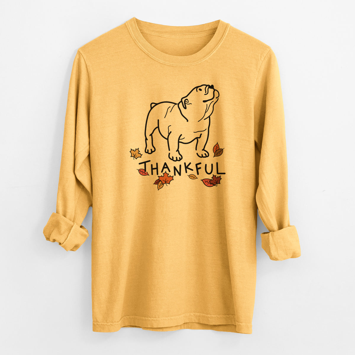 Thankful English Bulldog - Bruno - Men's Heavyweight 100% Cotton Long Sleeve