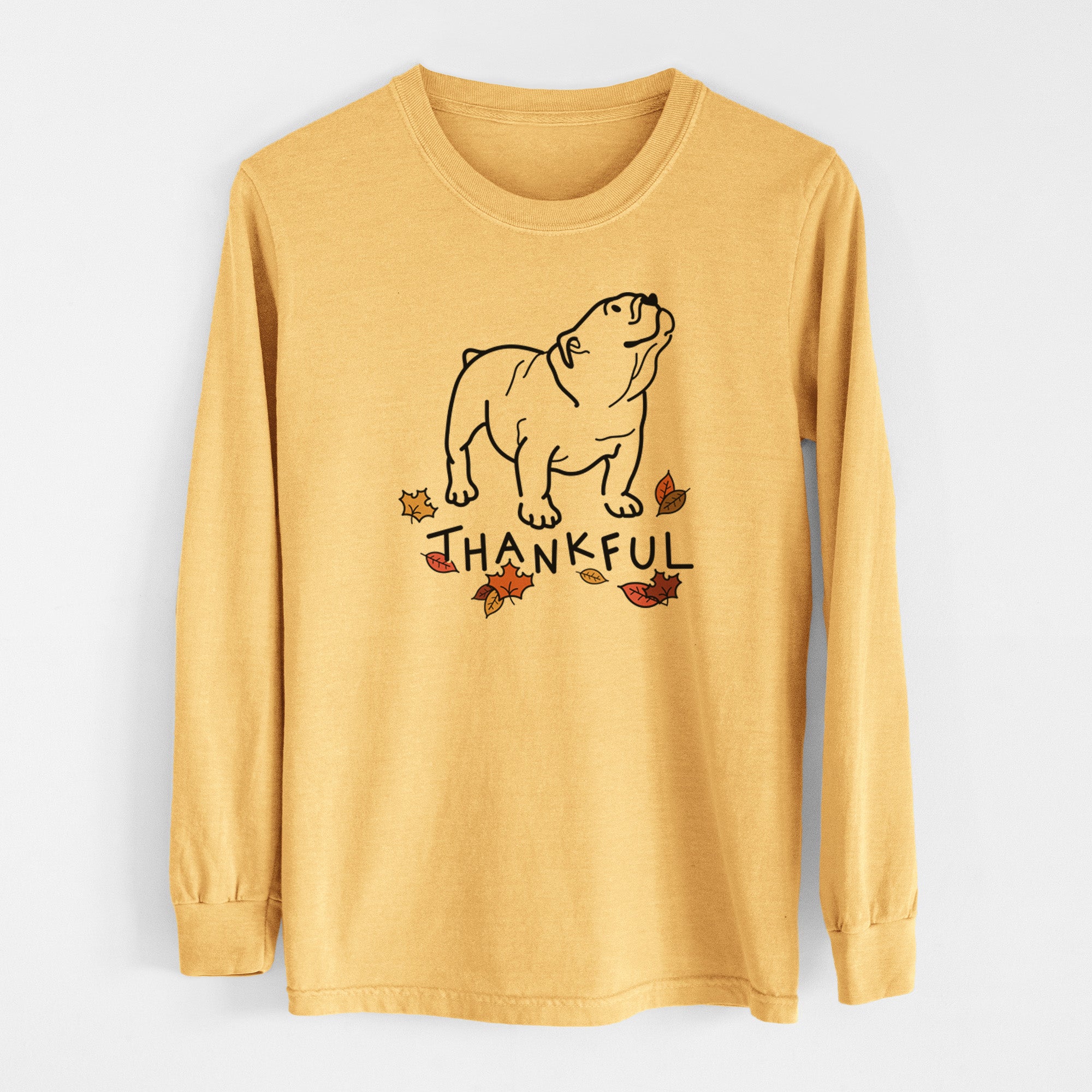 Thankful English Bulldog - Bruno - Men's Heavyweight 100% Cotton Long Sleeve