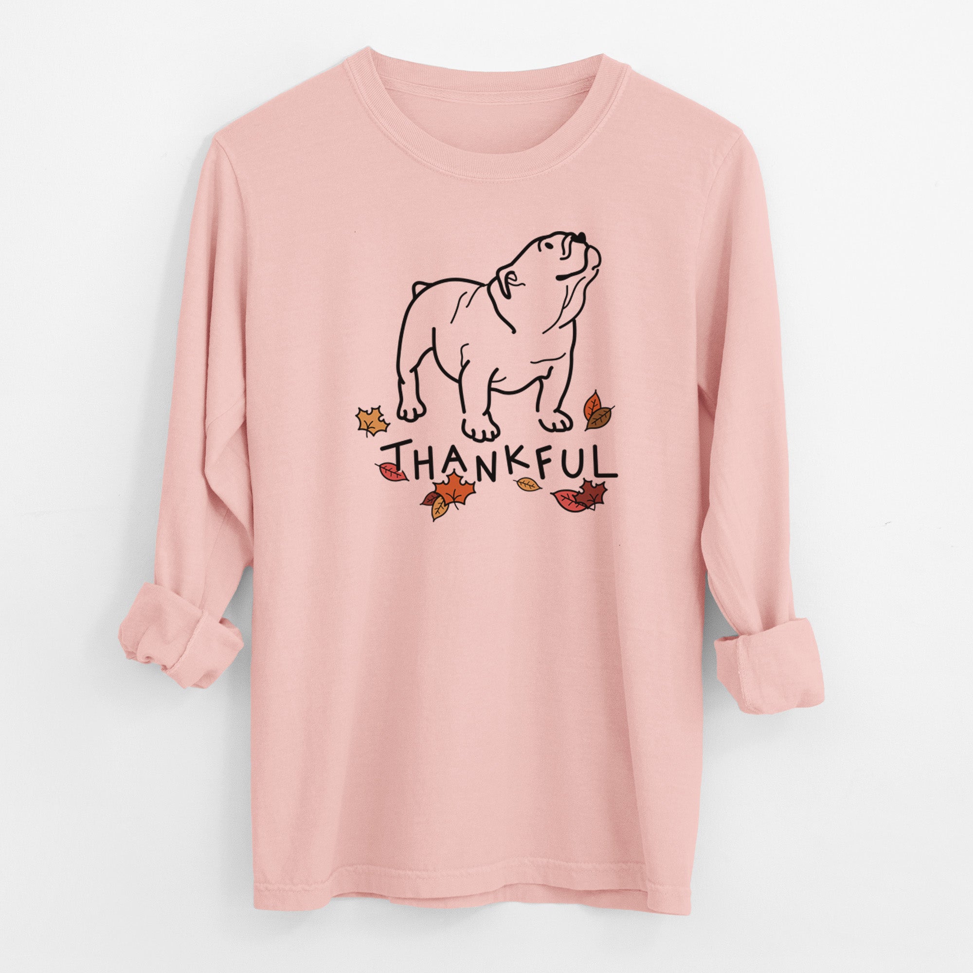 Thankful English Bulldog - Bruno - Men's Heavyweight 100% Cotton Long Sleeve