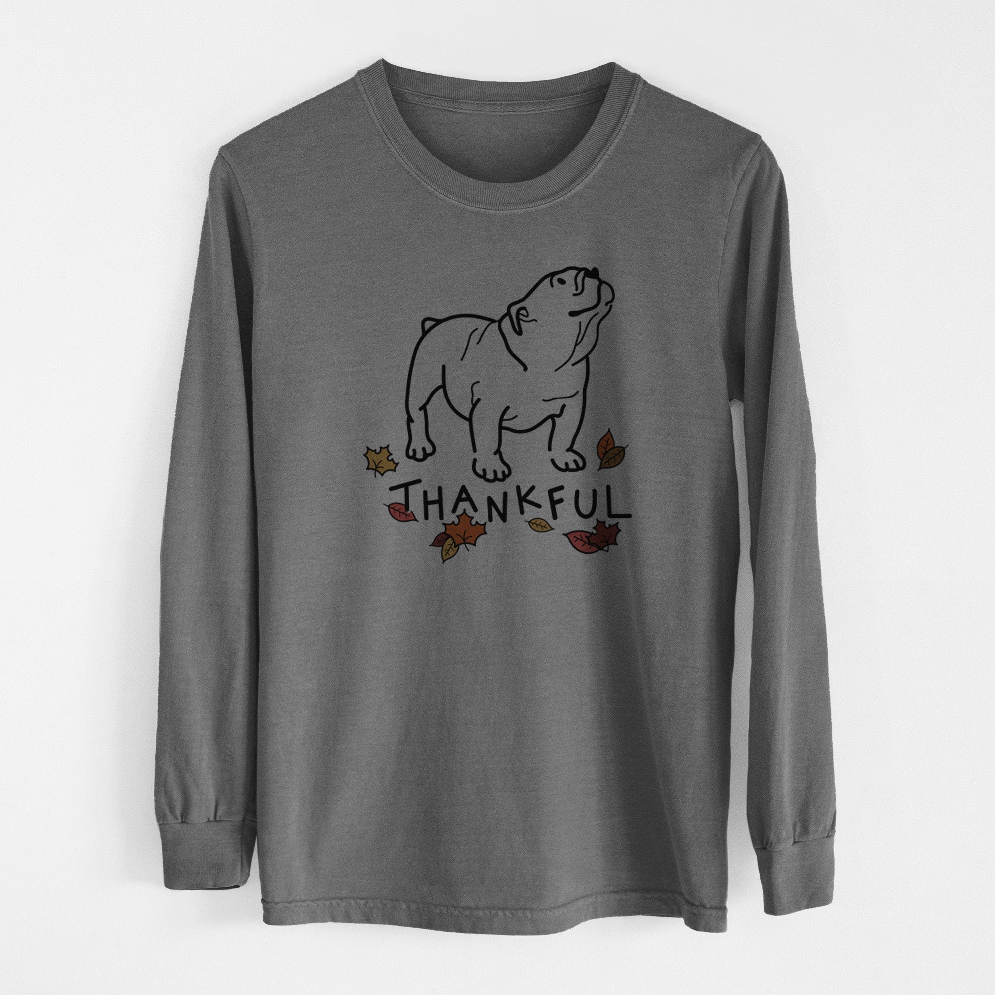 Thankful English Bulldog - Bruno - Men's Heavyweight 100% Cotton Long Sleeve