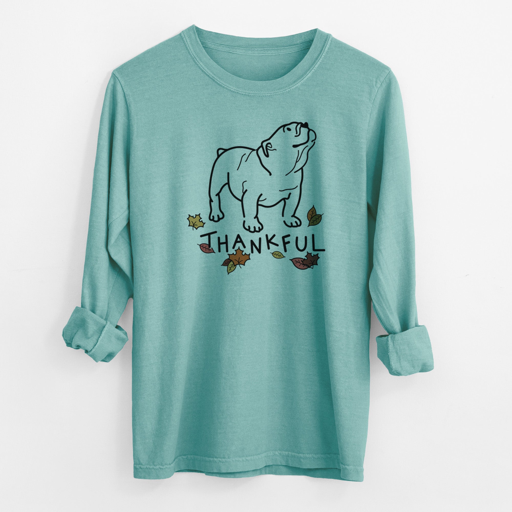 Thankful English Bulldog - Bruno - Men's Heavyweight 100% Cotton Long Sleeve