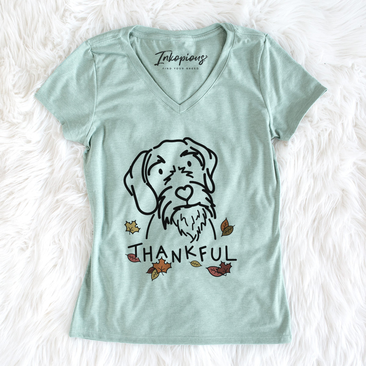 Thankful German Wirehaired Pointer - Buck - Women&#39;s Perfect V-neck Shirt