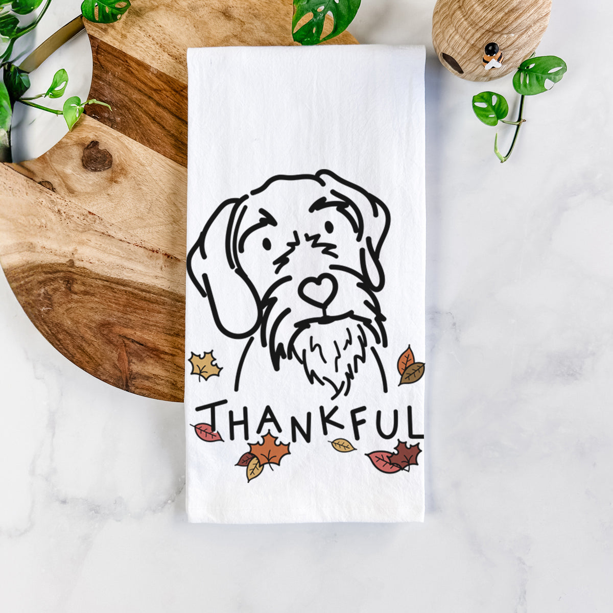 Thankful German Wirehaired Pointer - Buck - Tea Towel