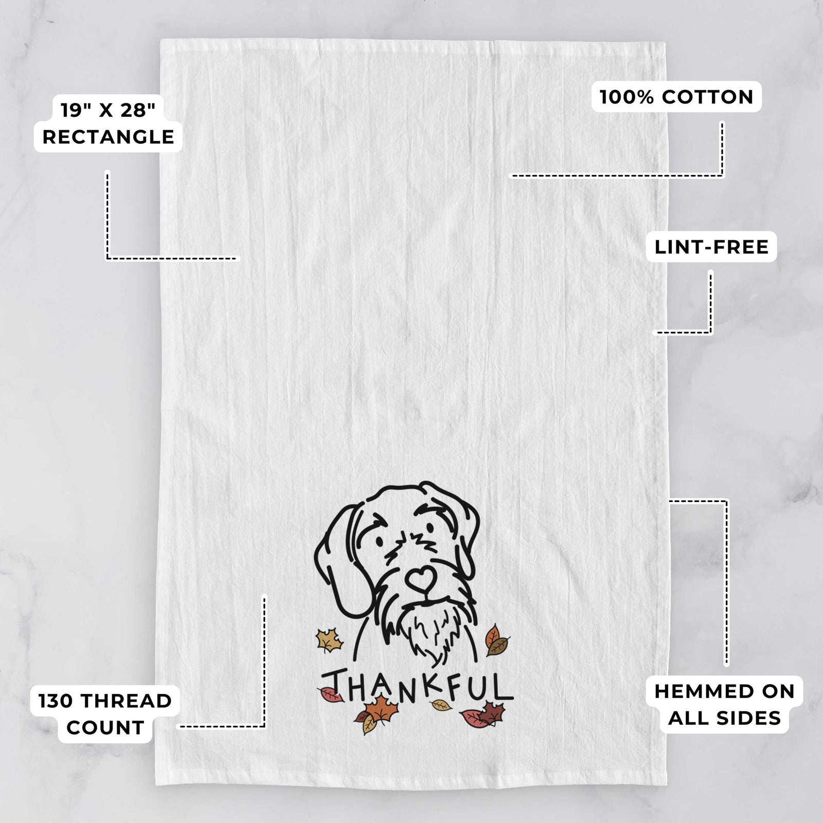Thankful German Wirehaired Pointer - Buck - Tea Towel